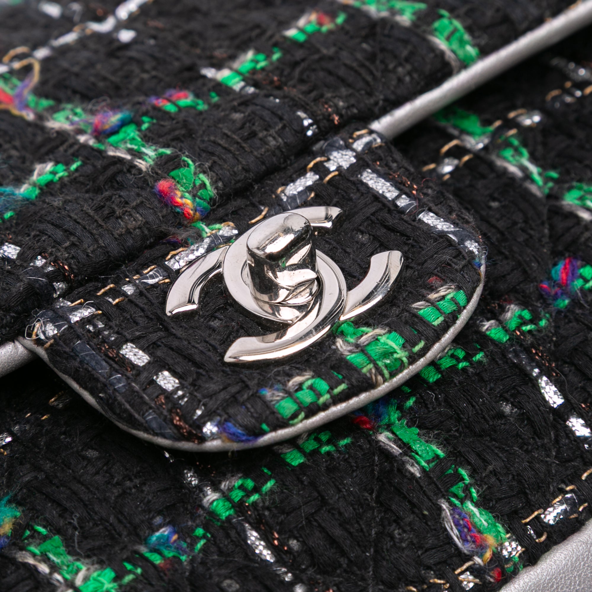 Chanel Medium Classic Quilted Tweed and Metallic Lambskin Double Flap - image 9