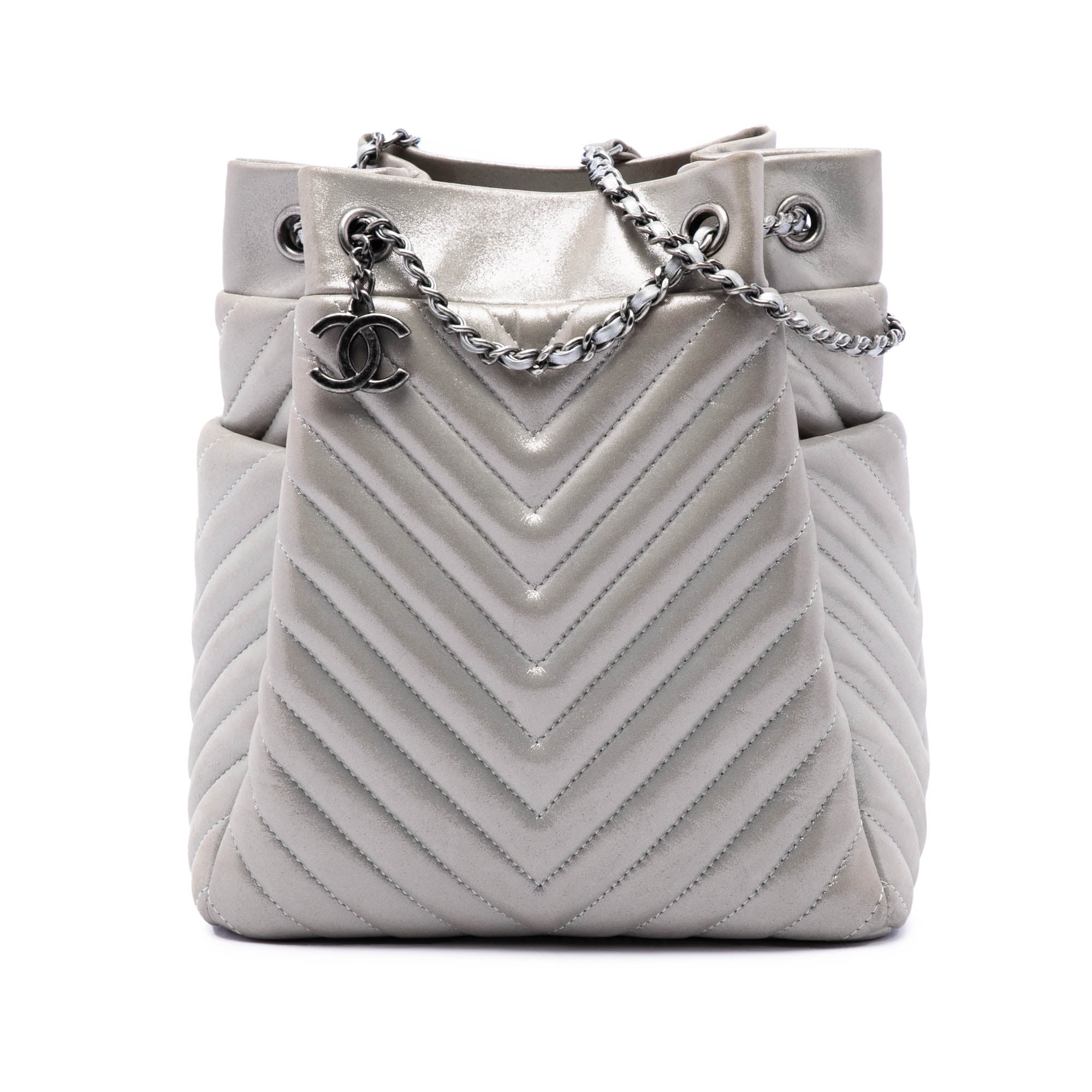 Chanel Small Chevron Iridescent Calfskin Urban Spirit Bucket Bag - image 1