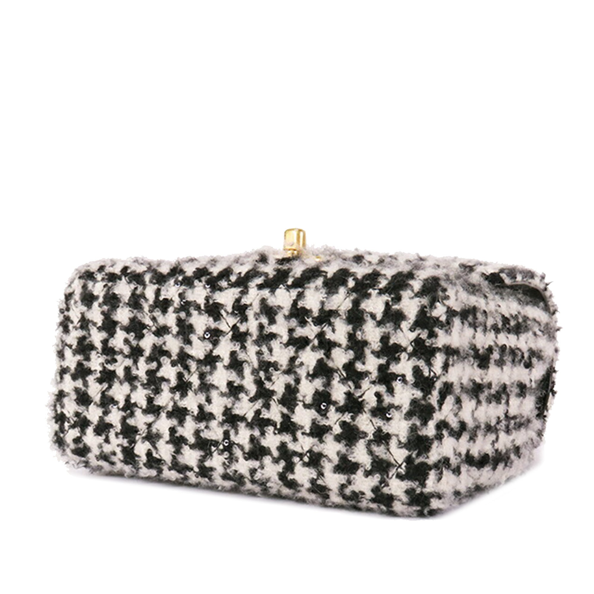 Chanel Mini Square Quilted Tweed Houndstooth Straight Single Flap - image 3