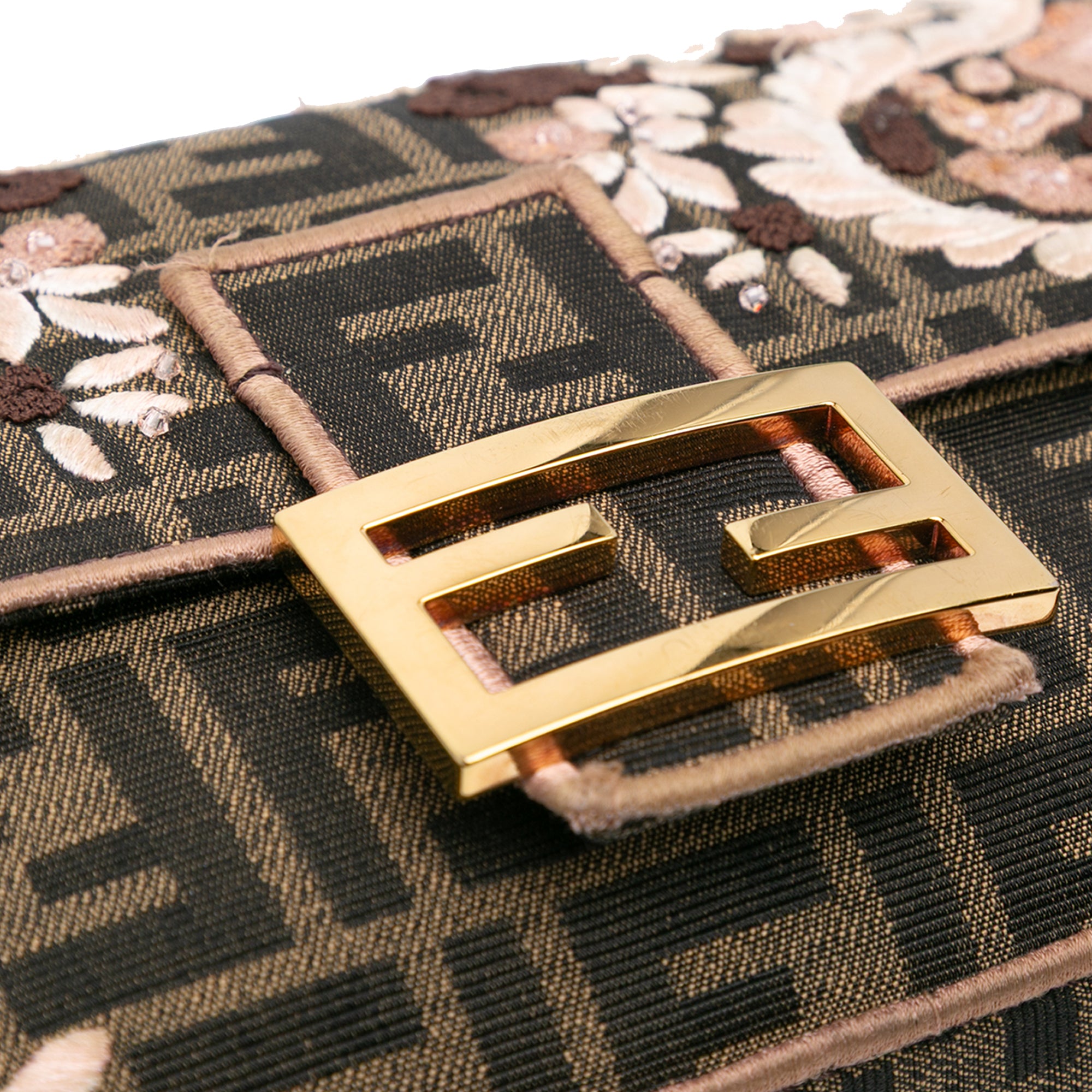 Fendi Zucca Embroidered Canvas Paisley Baguette Satchel - image 9