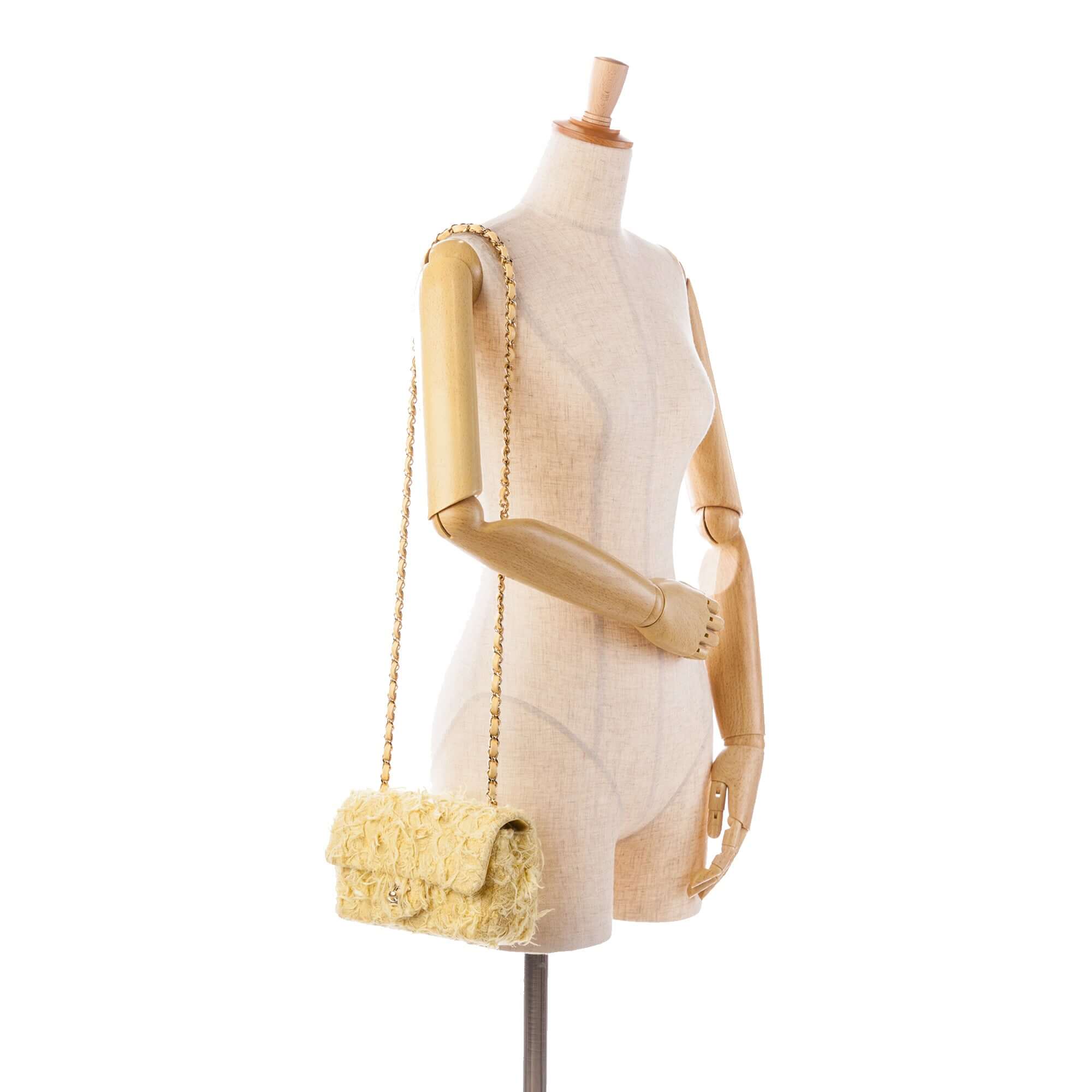 Chanel Mini Rectangular Classic Tweed Fringed Single Flap