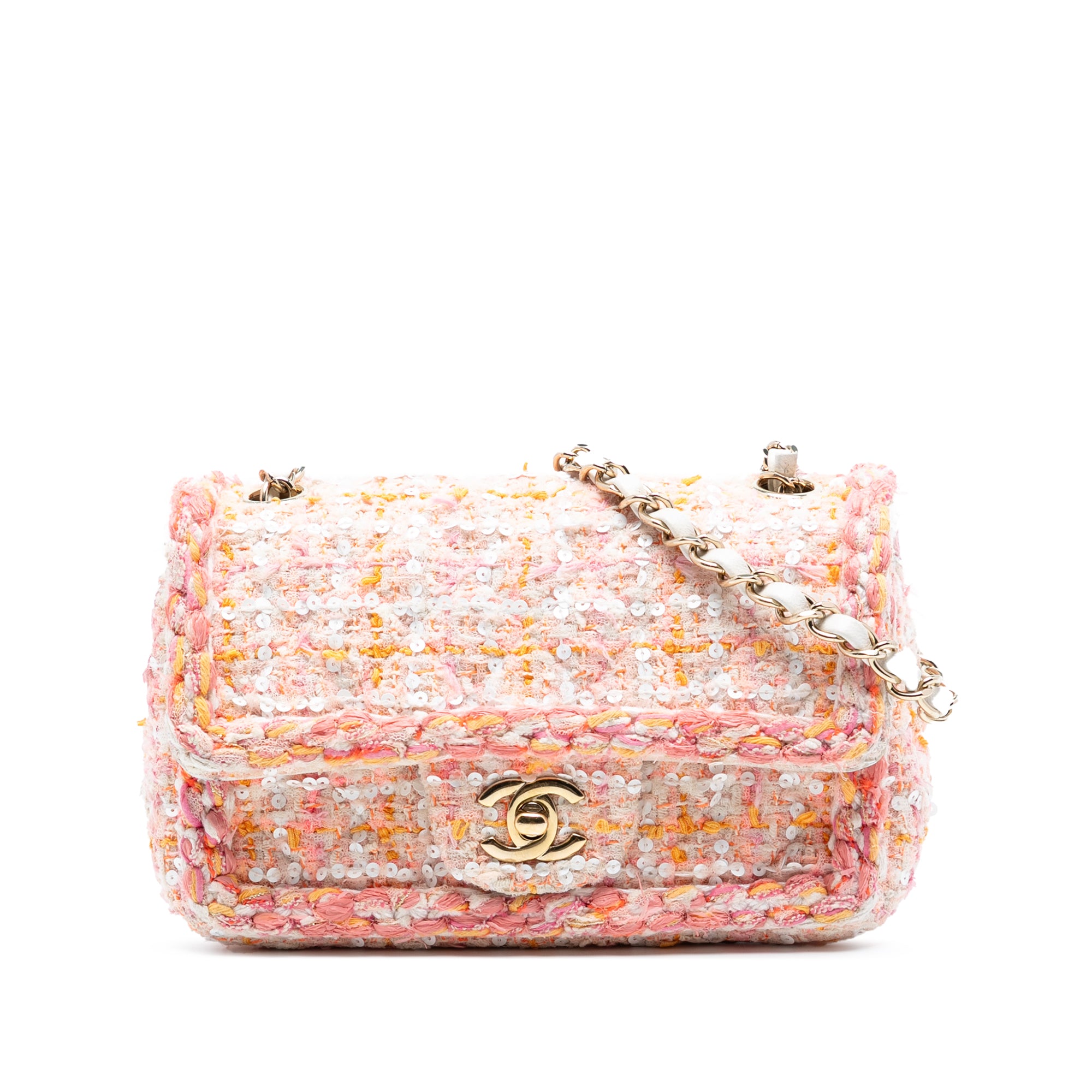 Chanel Mini Rectangular Classic Tweed Sequin Braided Single Flap - image 1