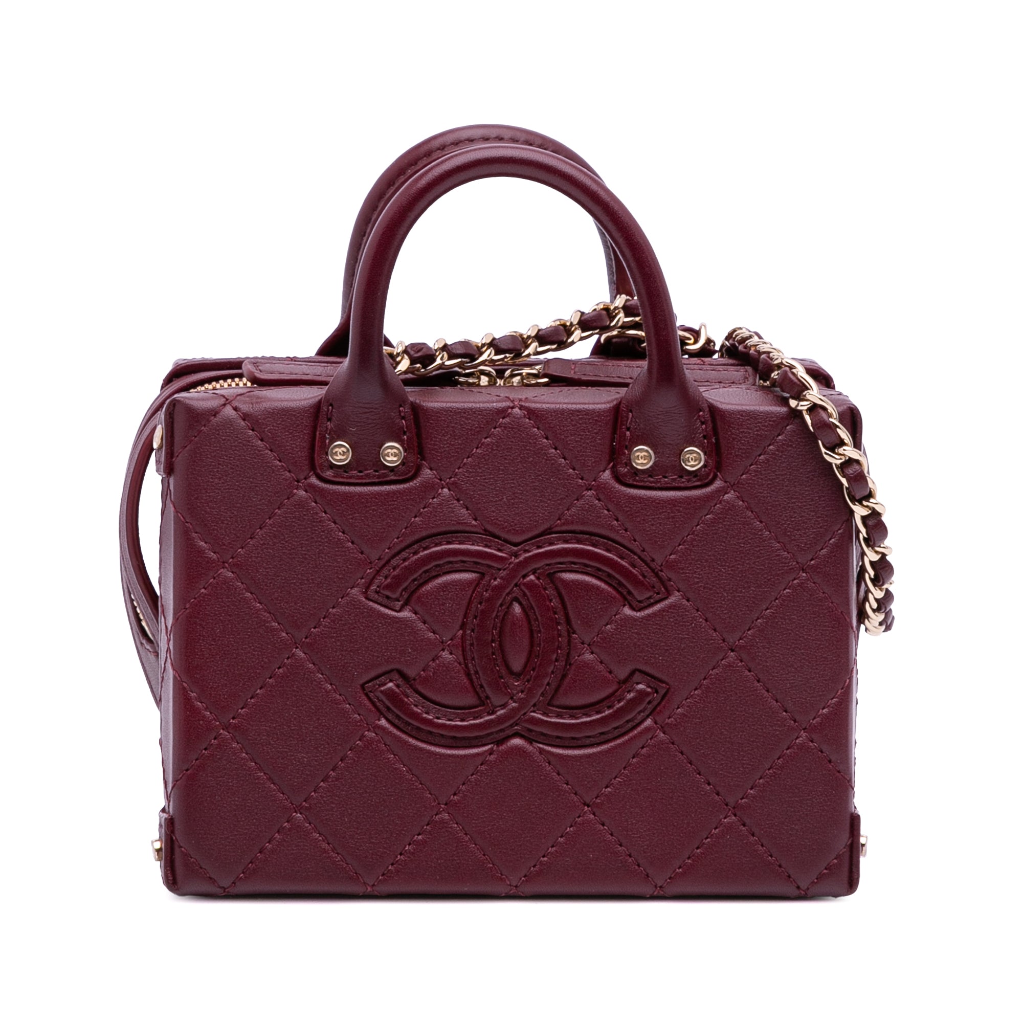 Chanel Small CC Quilted Calfskin Top Handle Convertible Vanity Case - image 1