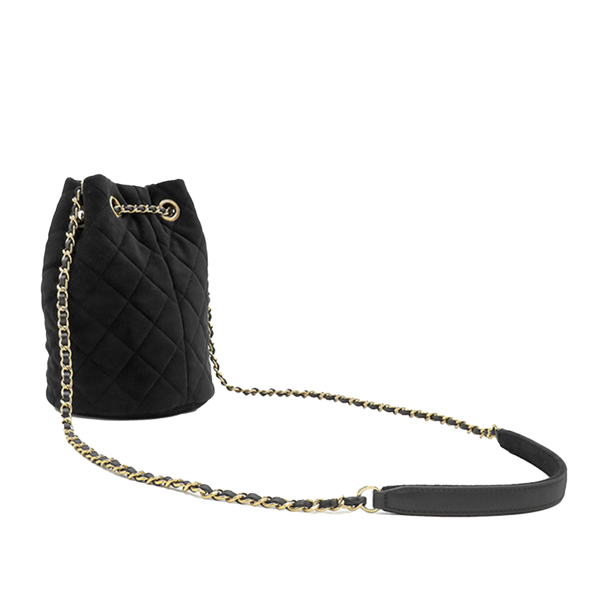 Chanel Quilted Velvet Crystal Pearl Crush Bucket Bag - image 2