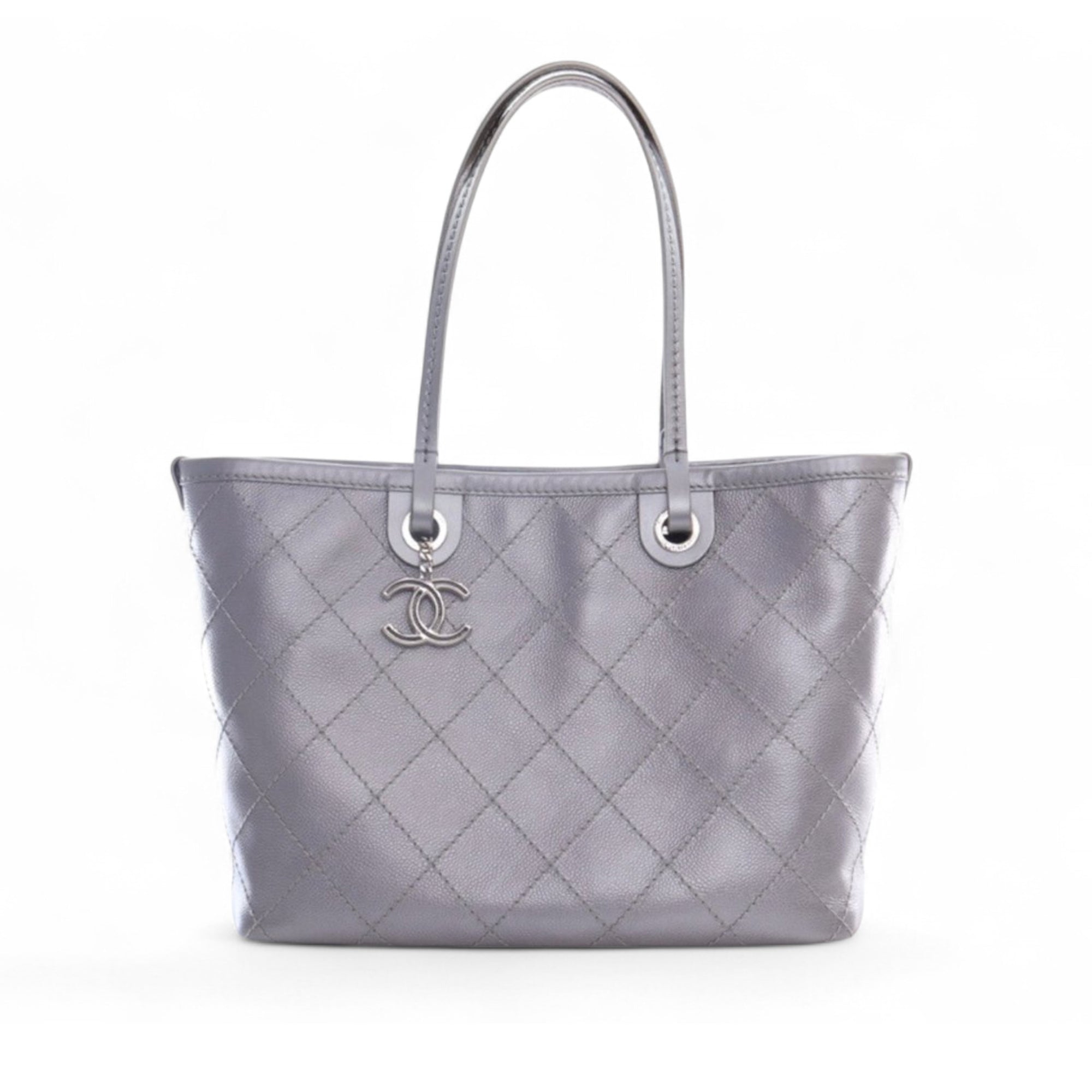Chanel Large Quilted Metallic Caviar Shopping Fever Tote - image 1