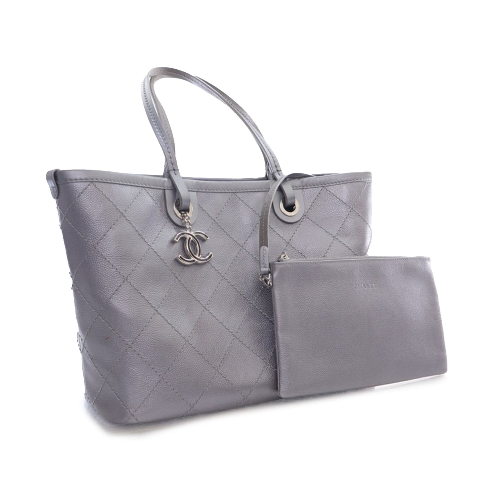 Chanel Large Quilted Metallic Caviar Shopping Fever Tote - image 11