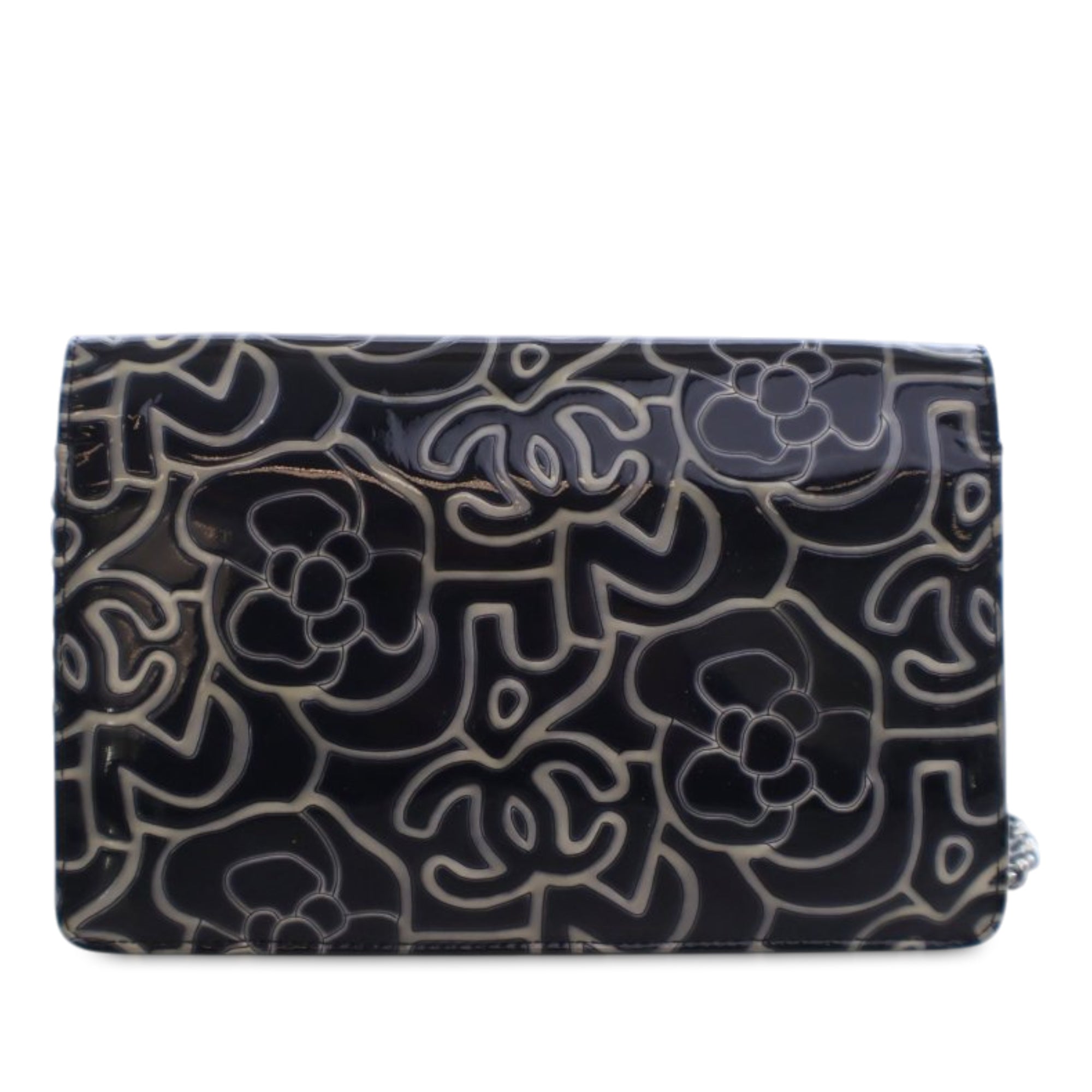 Chanel CC Embossed Patent Camellia Wallet On Chain - image 3
