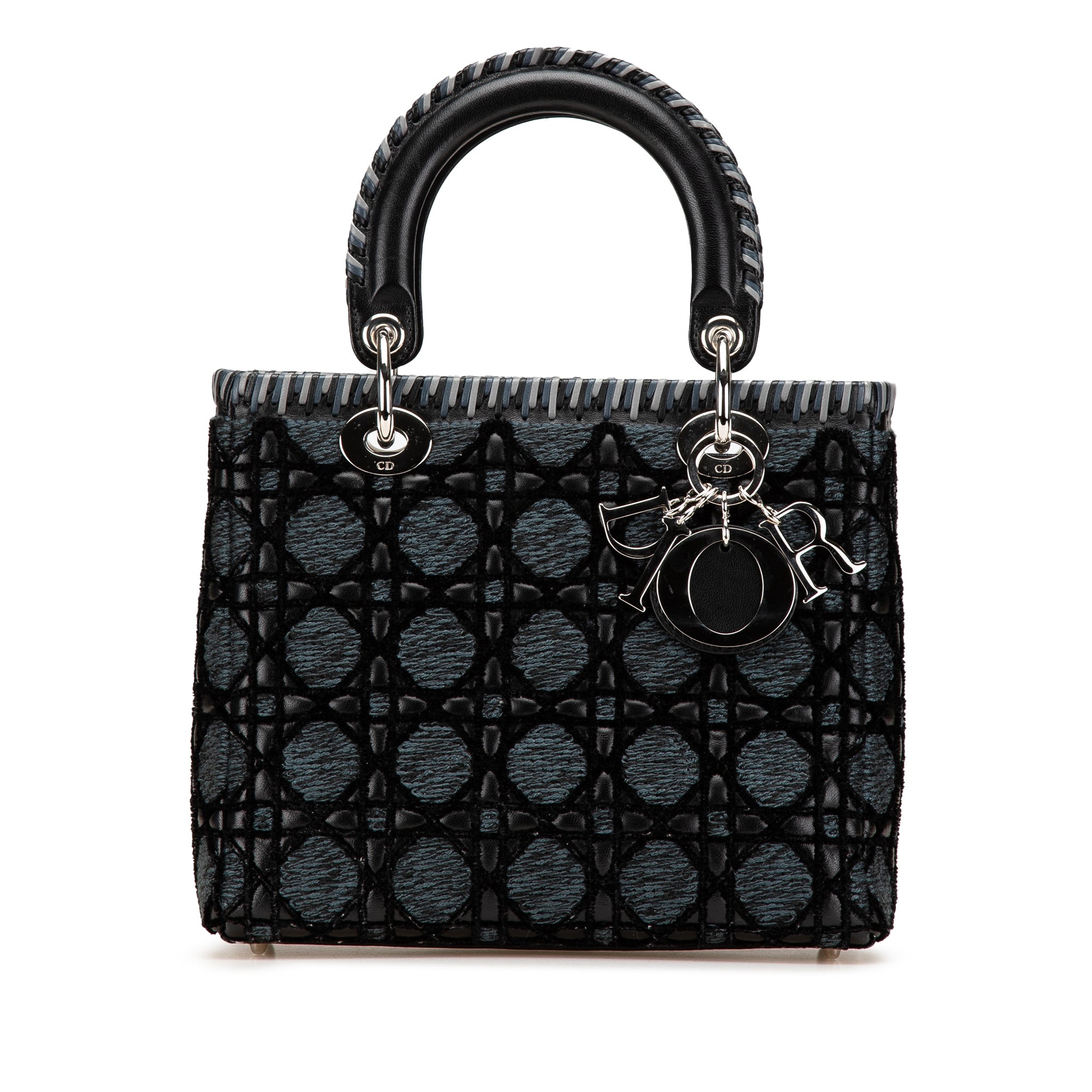 Dior Medium Tweed and Velvet Cannage Whipstitch Lady Dior - image 1