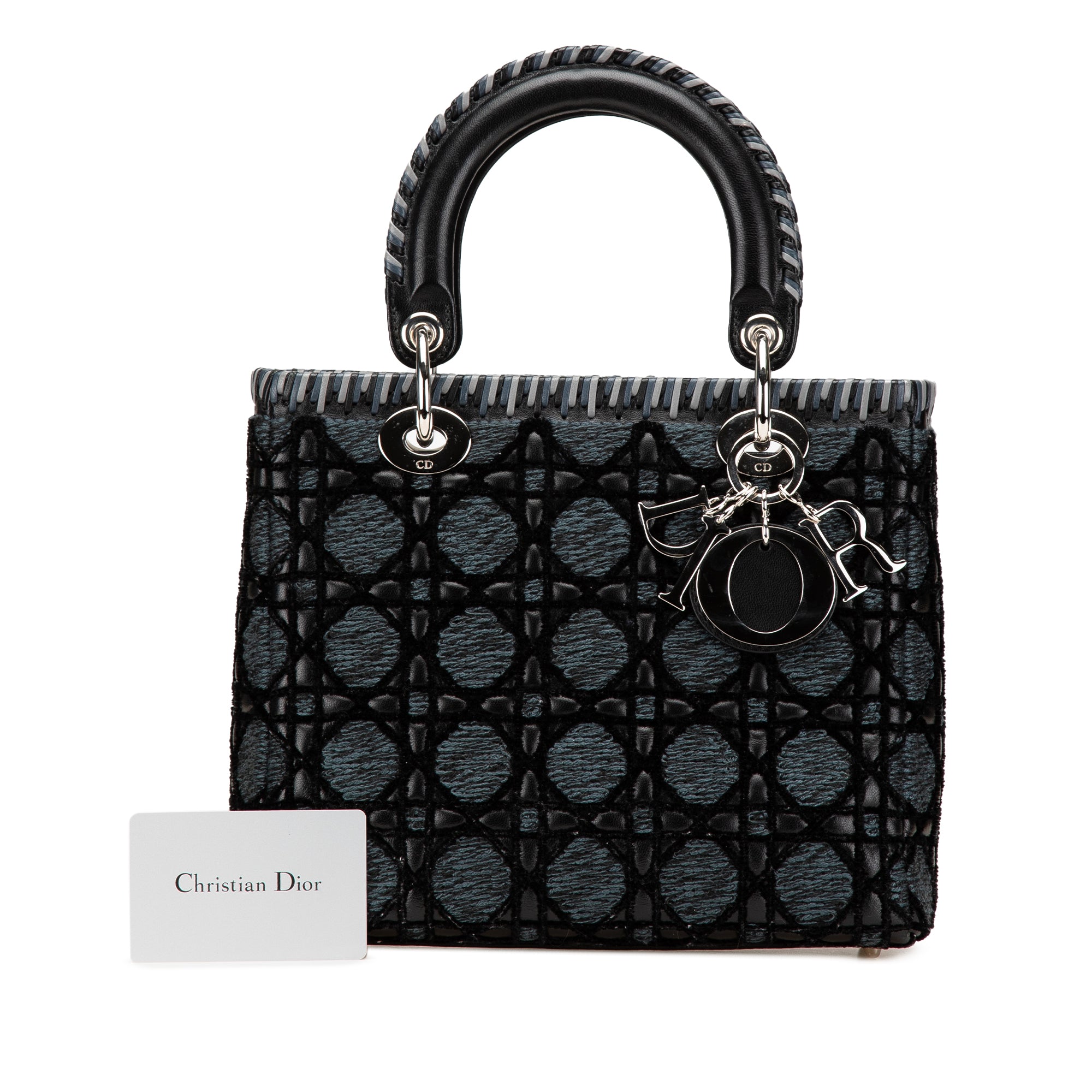 Dior Medium Tweed and Velvet Cannage Whipstitch Lady Dior - image 12