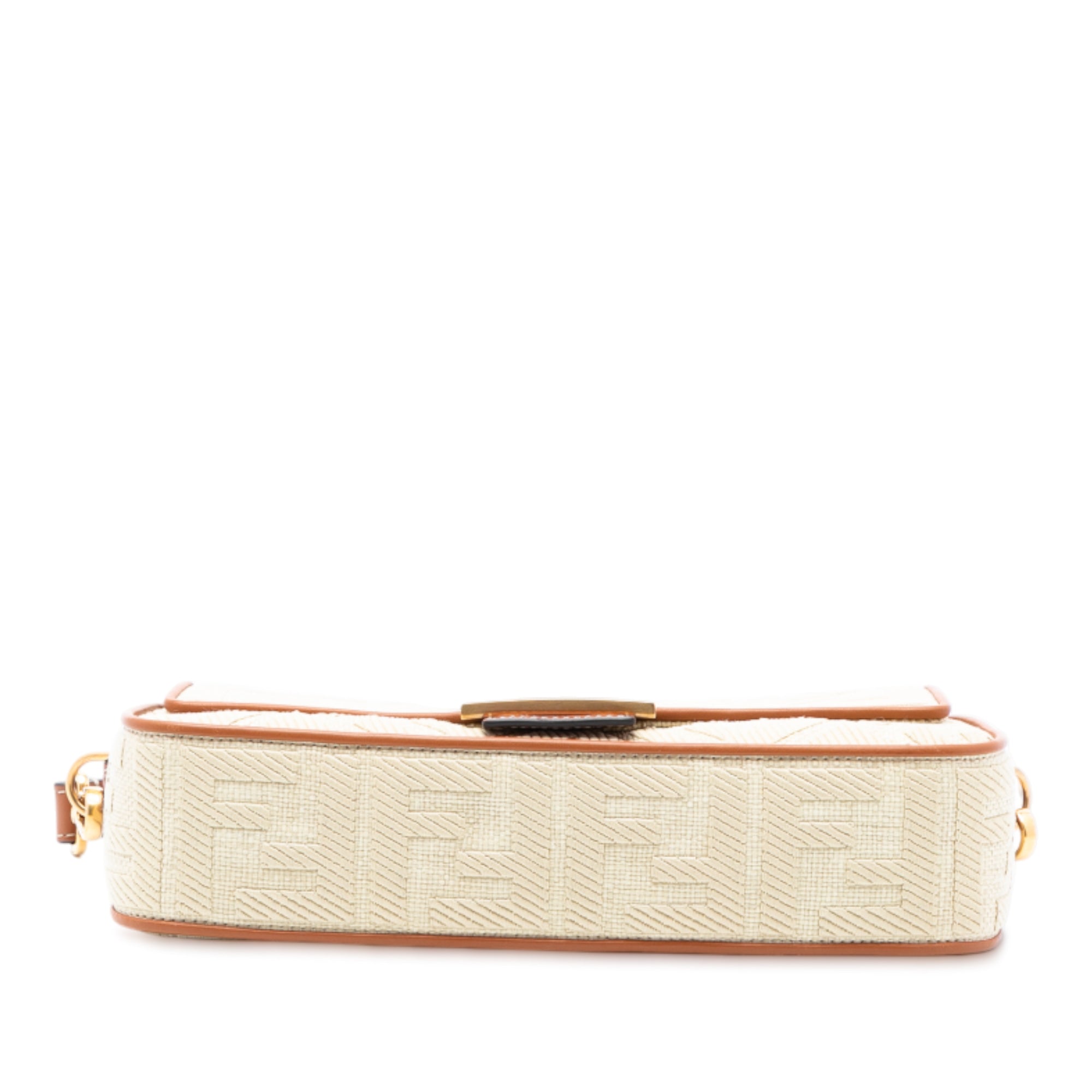 Fendi Zucca Embroidered Raffia Baguette Satchel - image 3