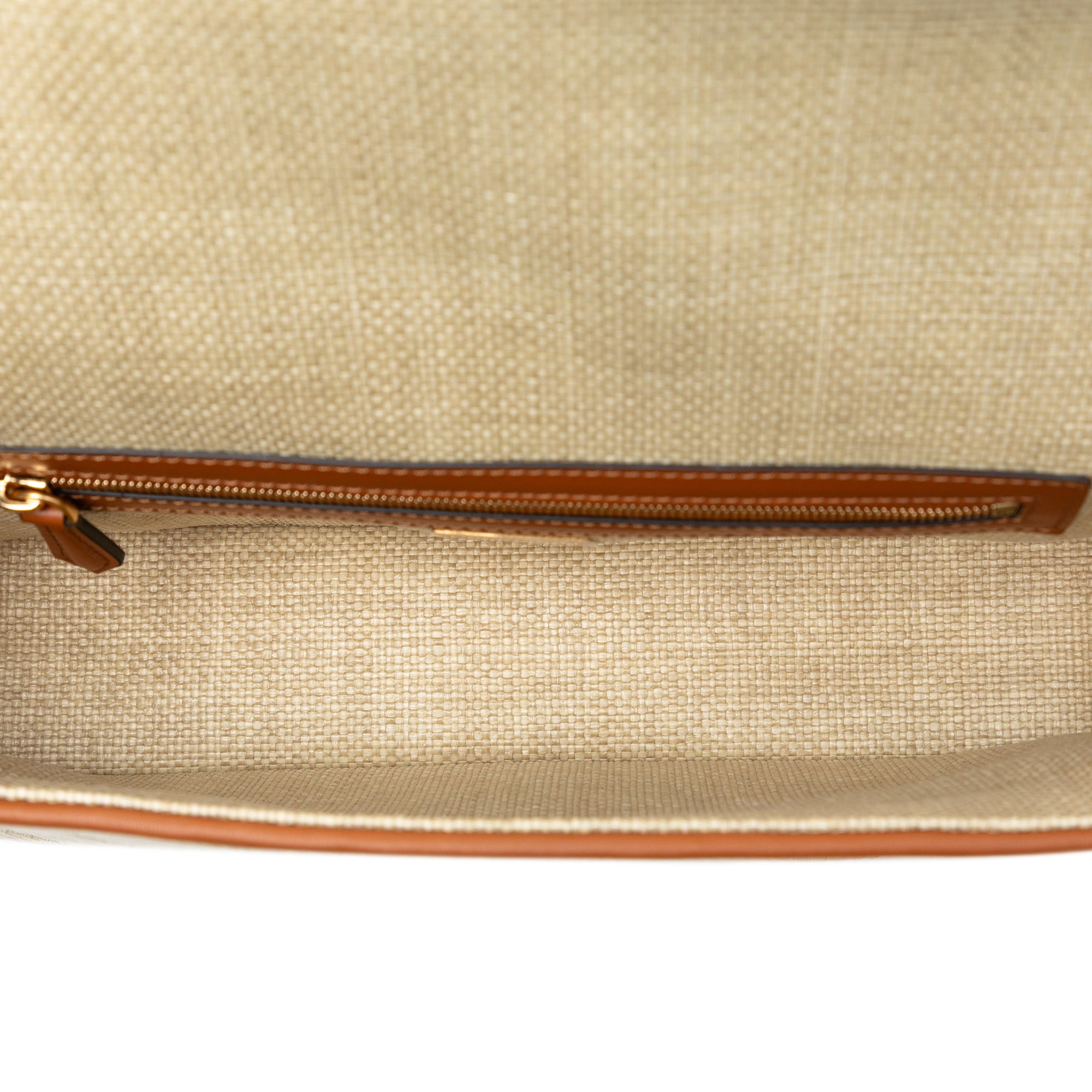Fendi Zucca Embroidered Raffia Baguette Satchel - image 4