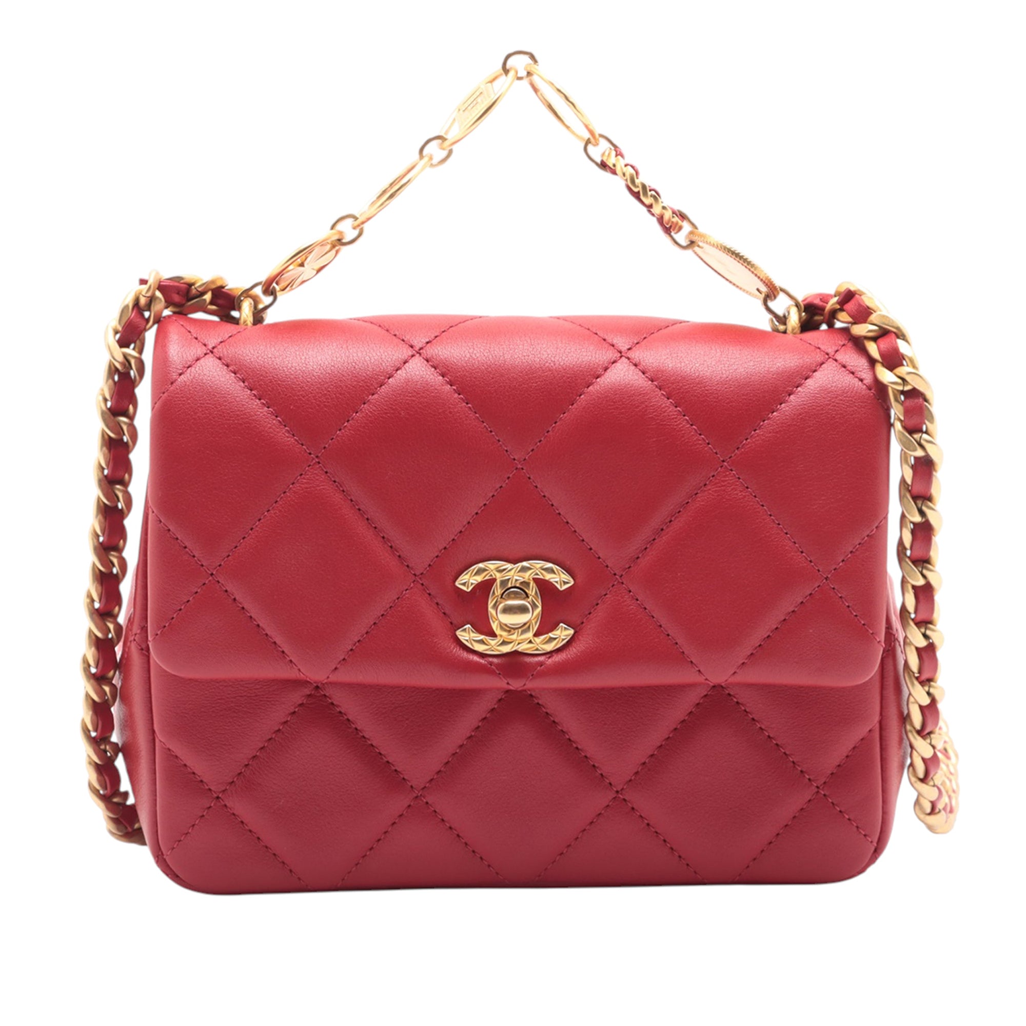 Chanel Mini Square Quilted Lambskin Lucky Charms Chain Flap - image 1