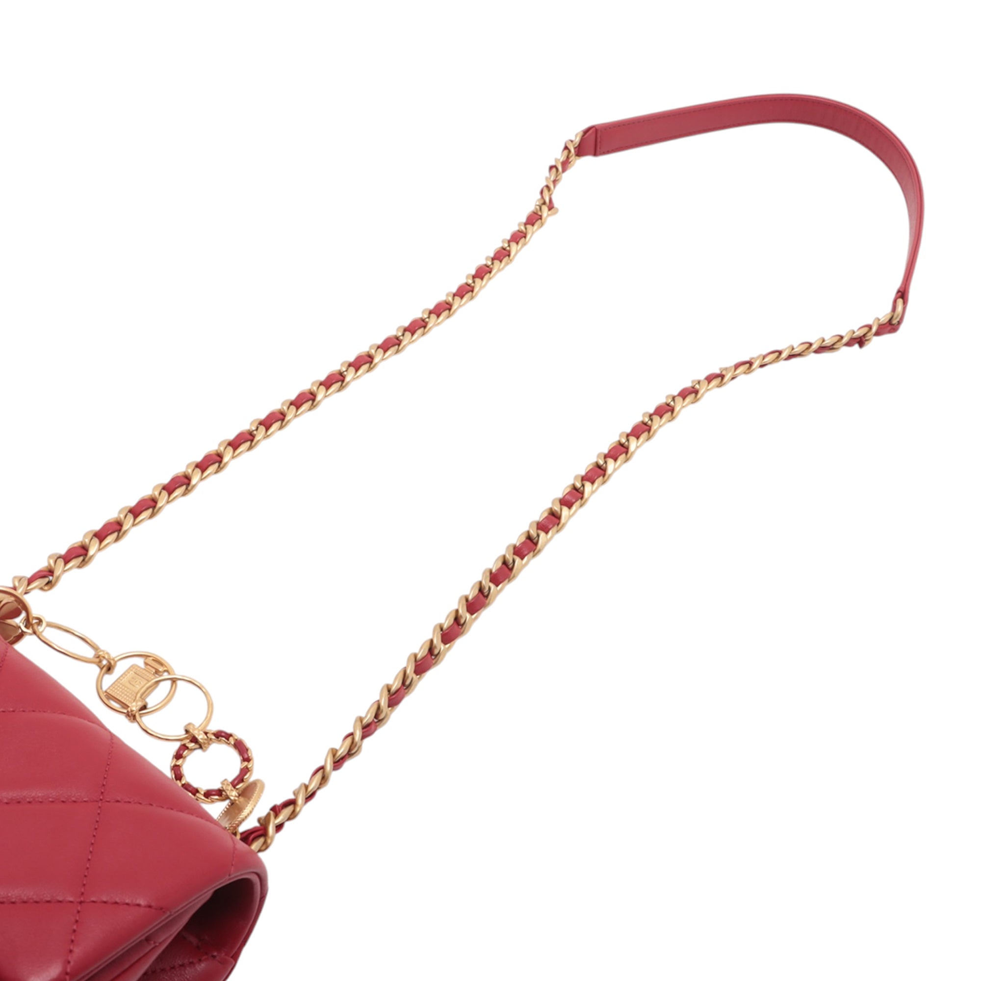 Chanel Mini Square Quilted Lambskin Lucky Charms Chain Flap - image 10