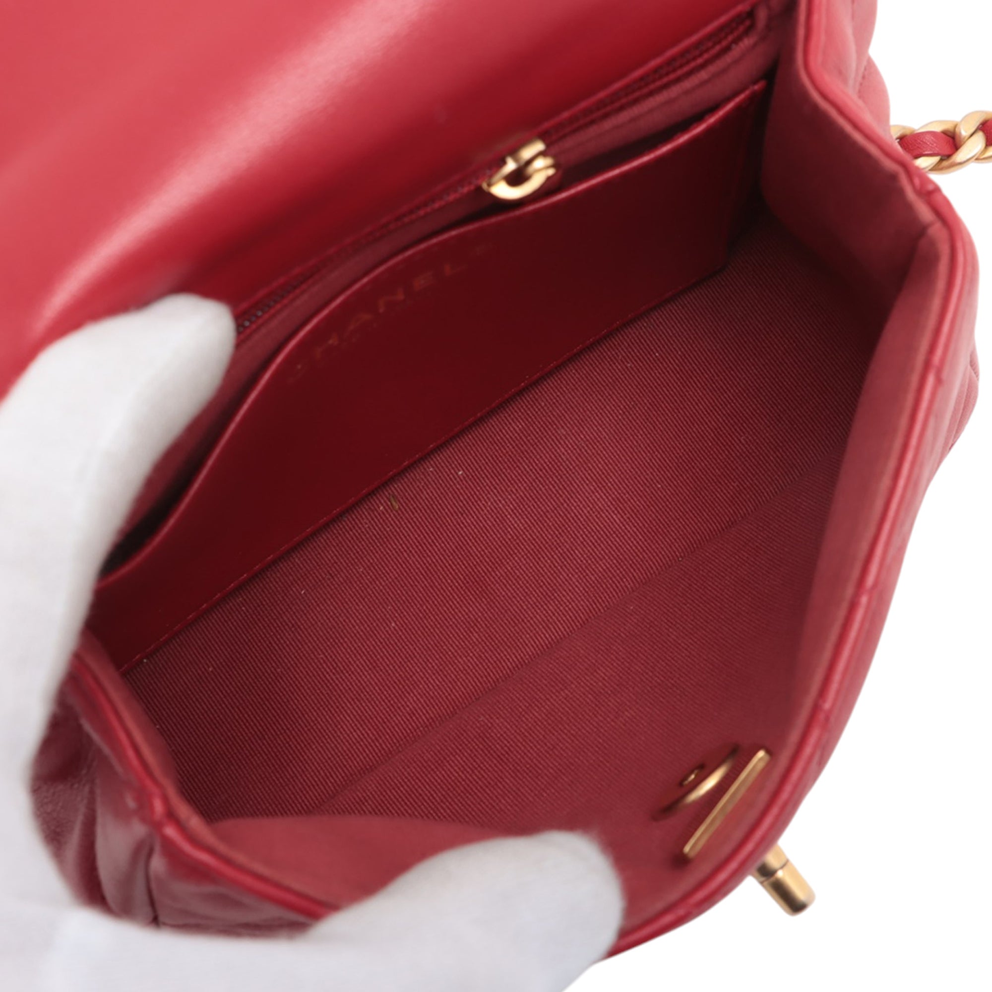 Chanel Mini Square Quilted Lambskin Lucky Charms Chain Flap - image 3