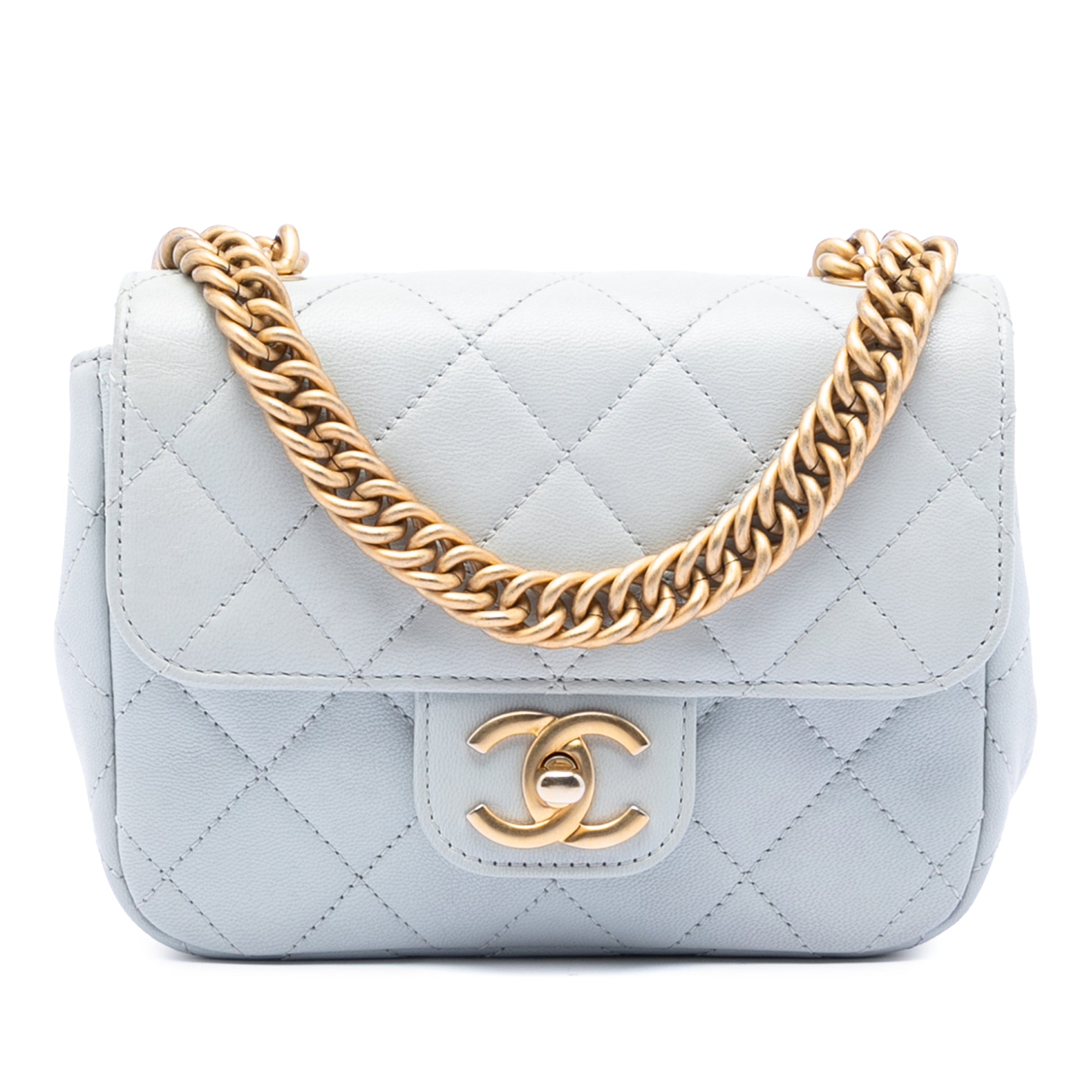 Chanel Mini Square Grained Calfskin Chain Flap - image 1
