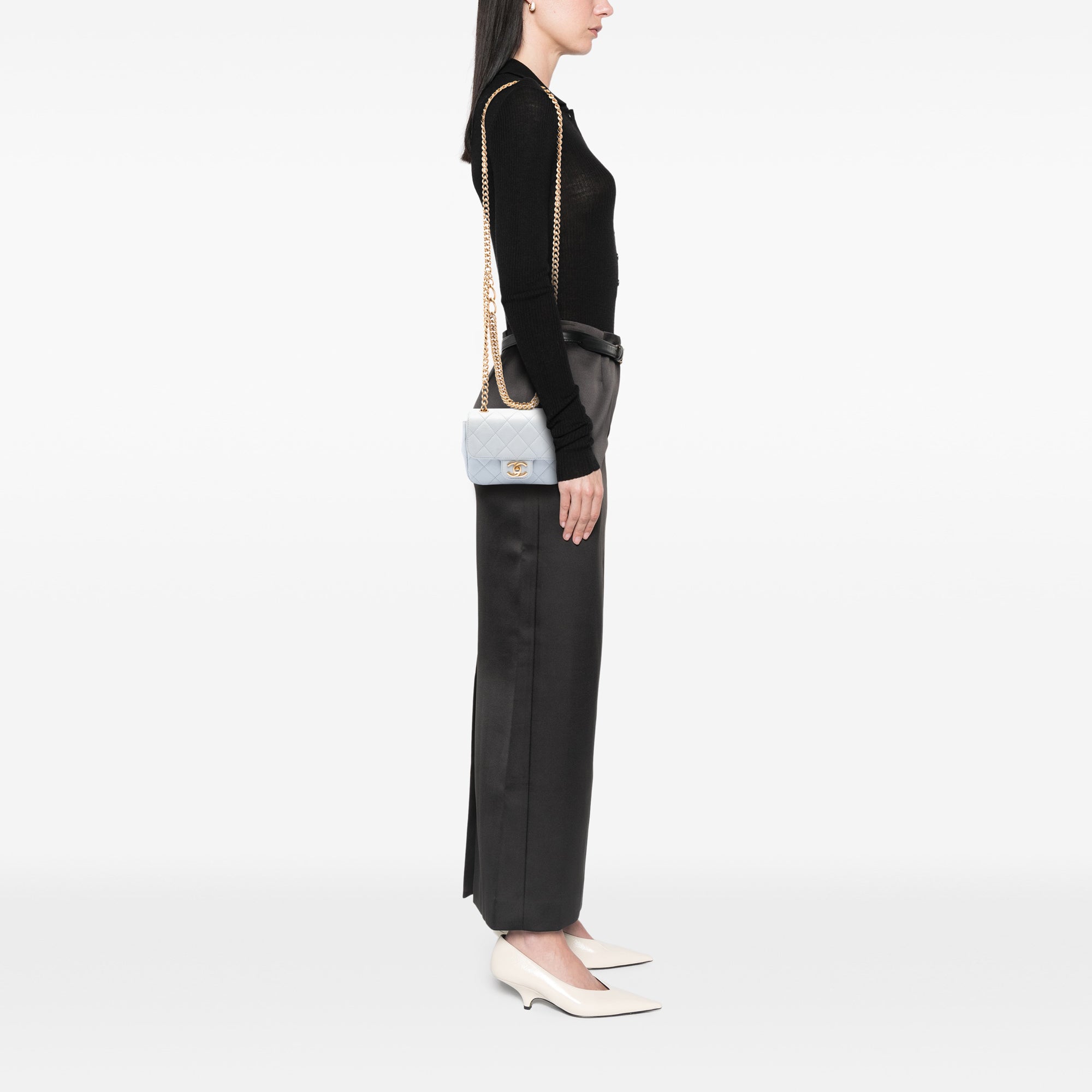 Chanel Mini Square Grained Calfskin Chain Flap - image 7