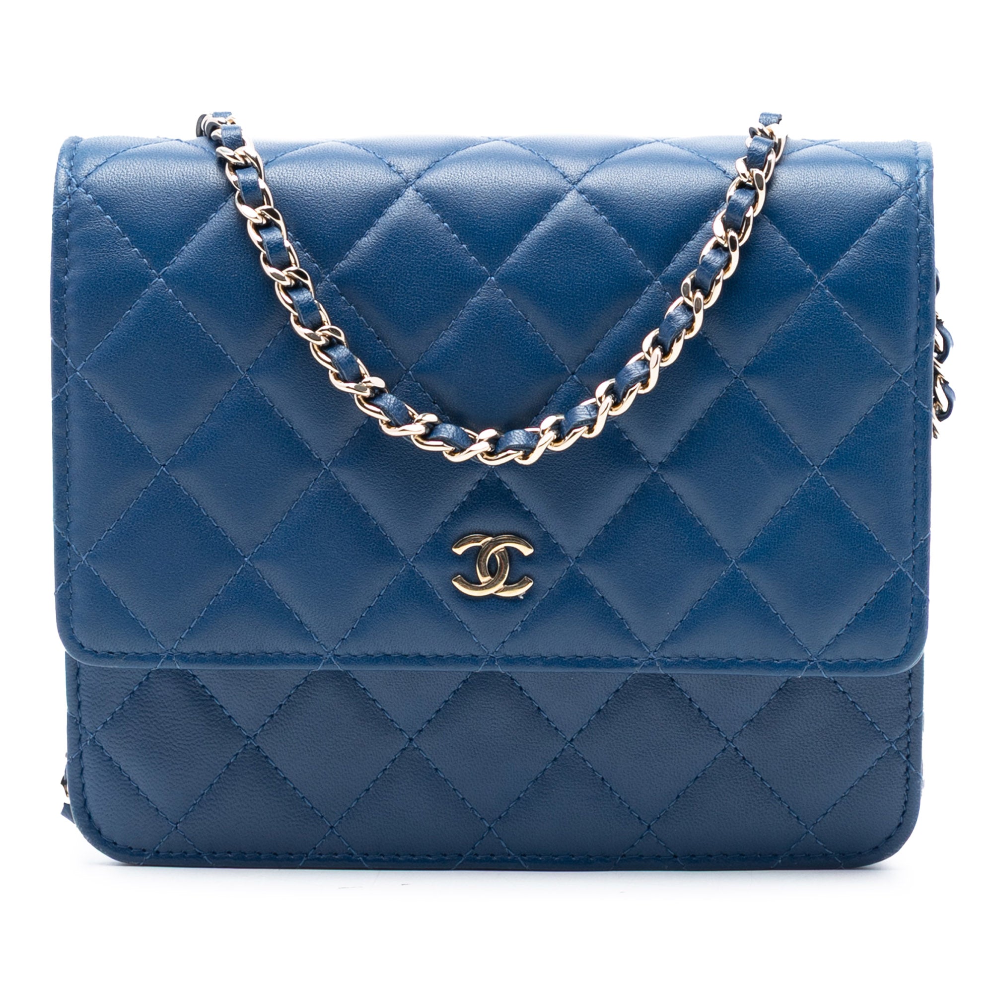 Chanel CC Square Quilted Lambskin Wallet on Chain - image 1