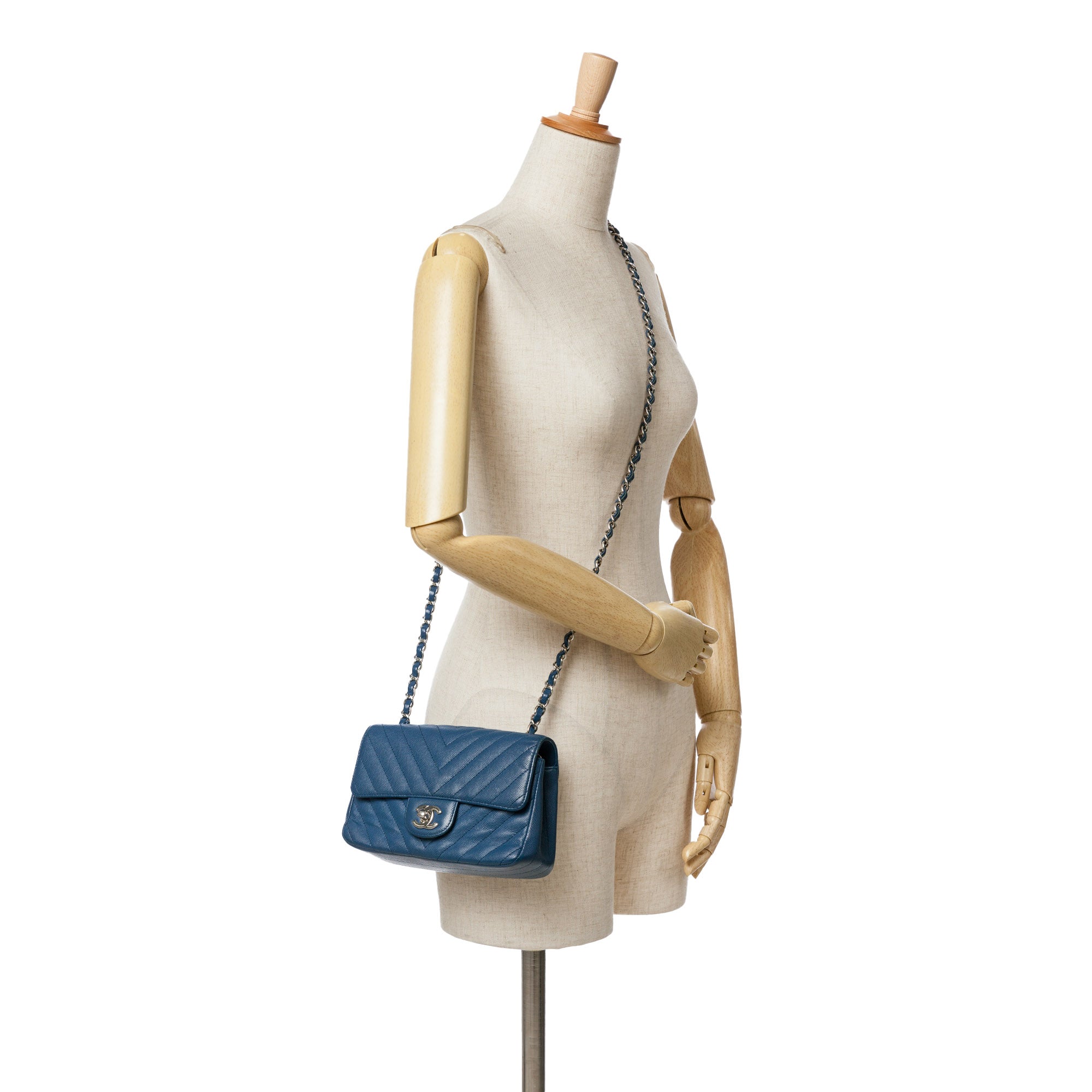 Chanel Mini Rectangular Classic Chevron Caviar Single Flap - image 12