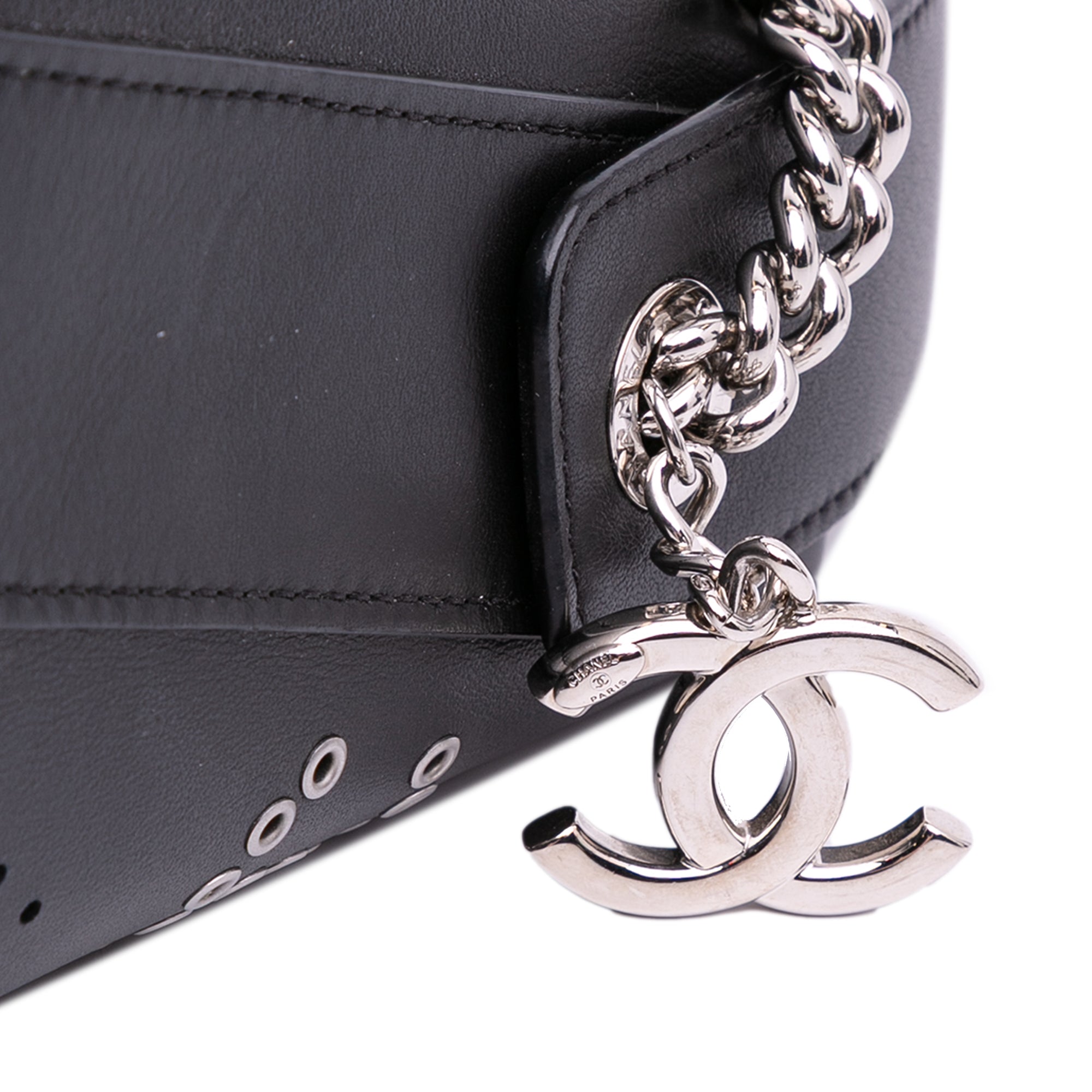 Chanel Small Perforated Calfskin Logo Eyelet Bucket Bag - image 9