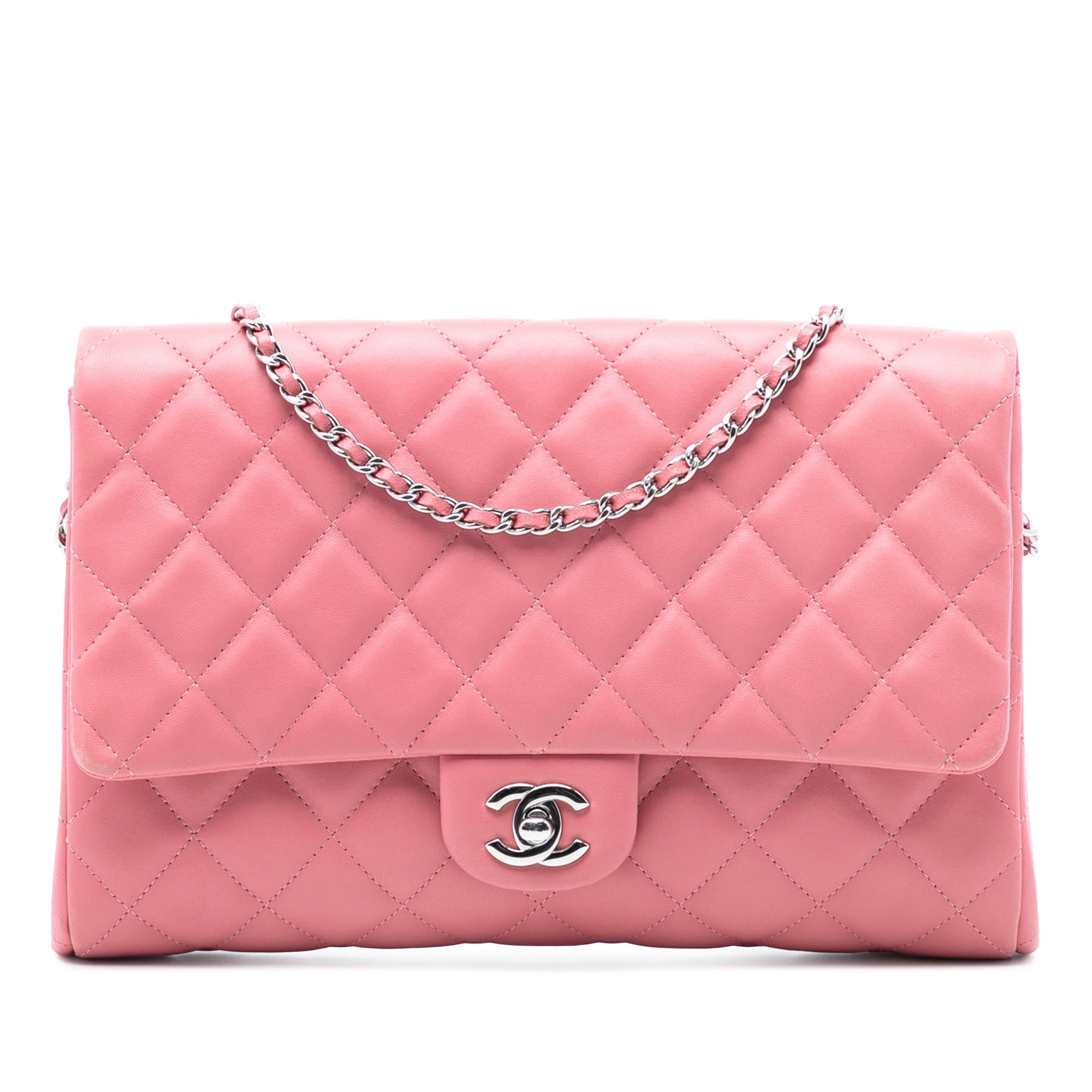 Chanel CC Quilted Lambskin Flap Clutch on Chain - image 1