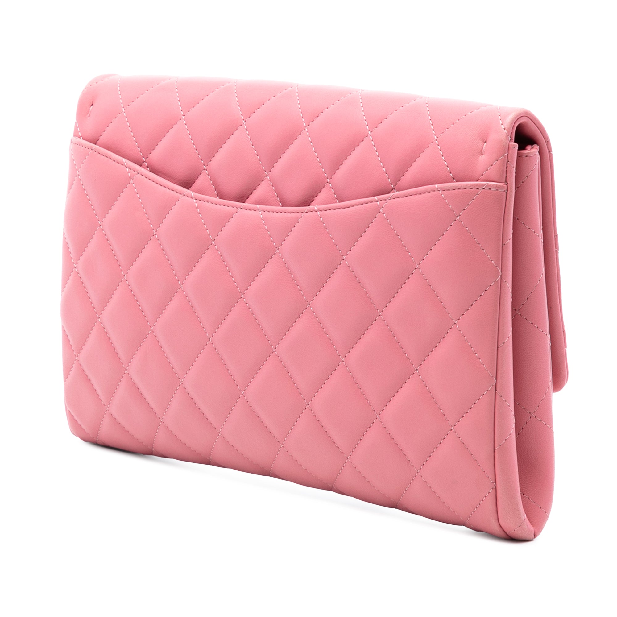 Chanel CC Quilted Lambskin Flap Clutch on Chain - image 2