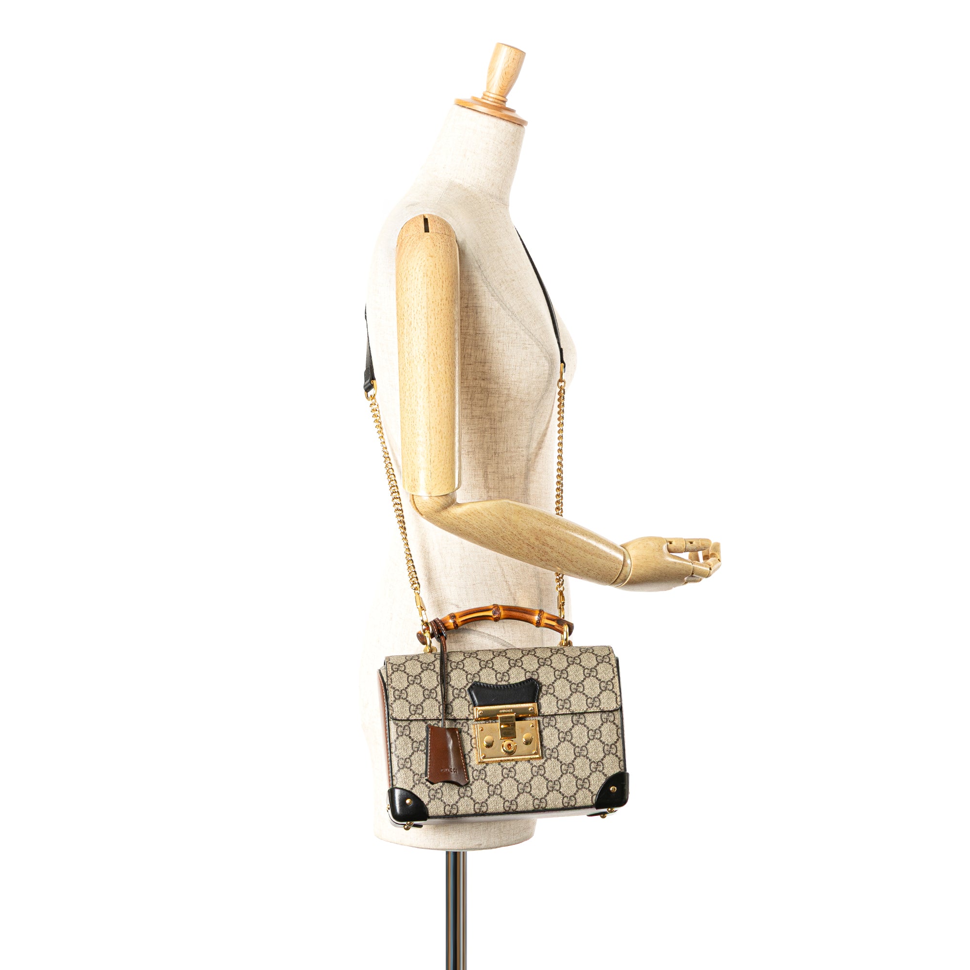 Gucci GG Supreme Bamboo Padlock Satchel - image 12
