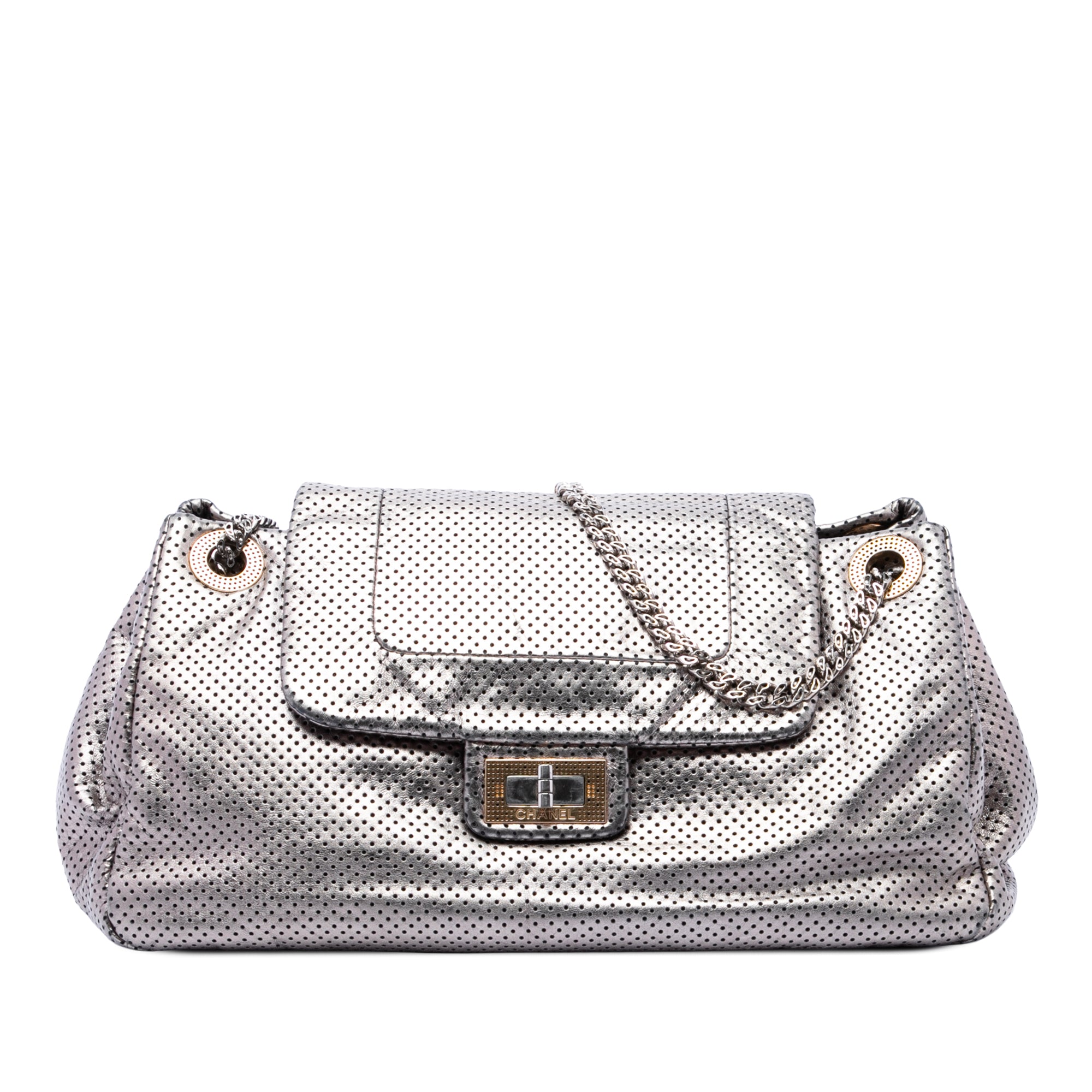 Chanel Metallic Perforated Calfskin Reissue 2.55 Drill Accordion Flap - image 1