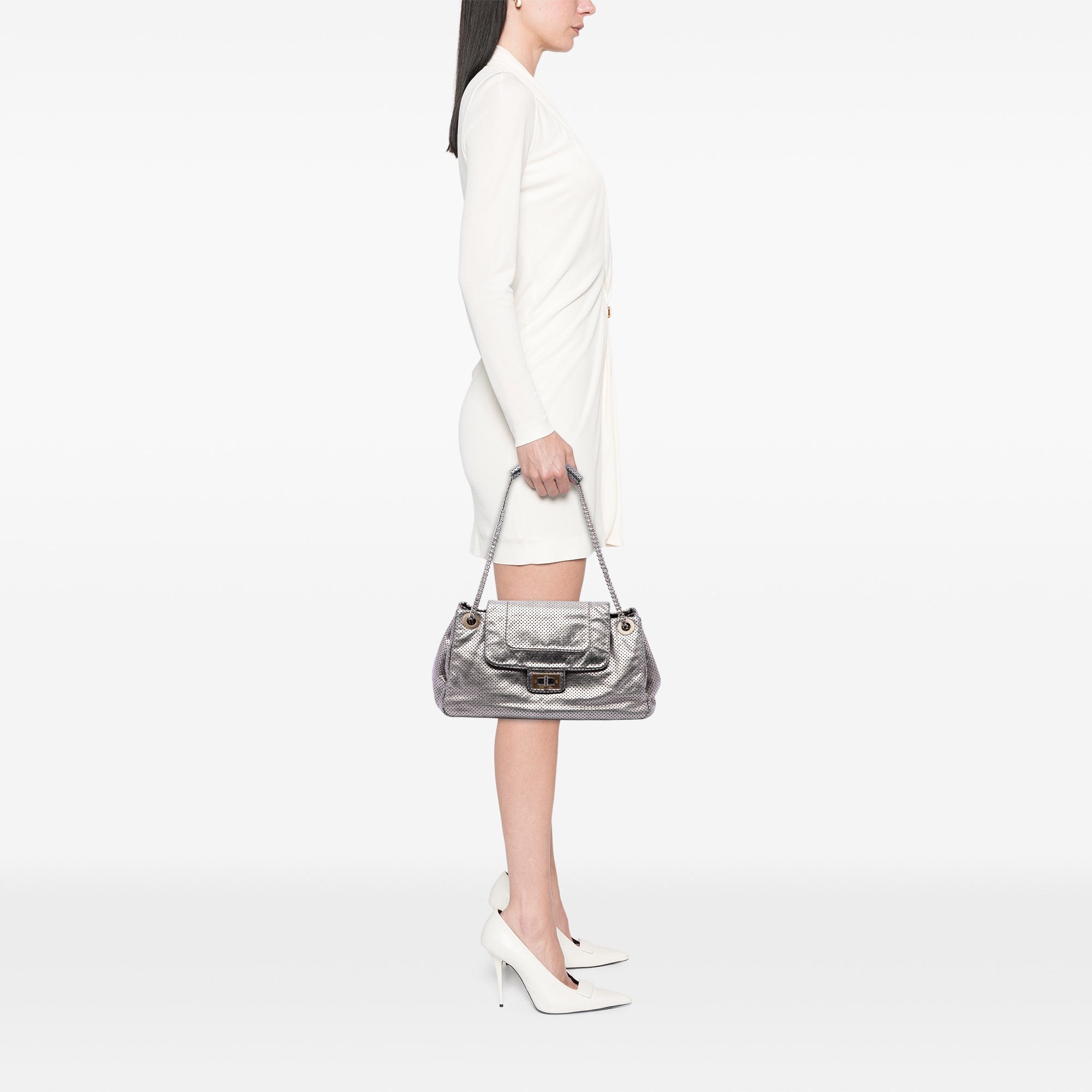 Chanel Metallic Perforated Calfskin Reissue 2.55 Drill Accordion Flap - image 6