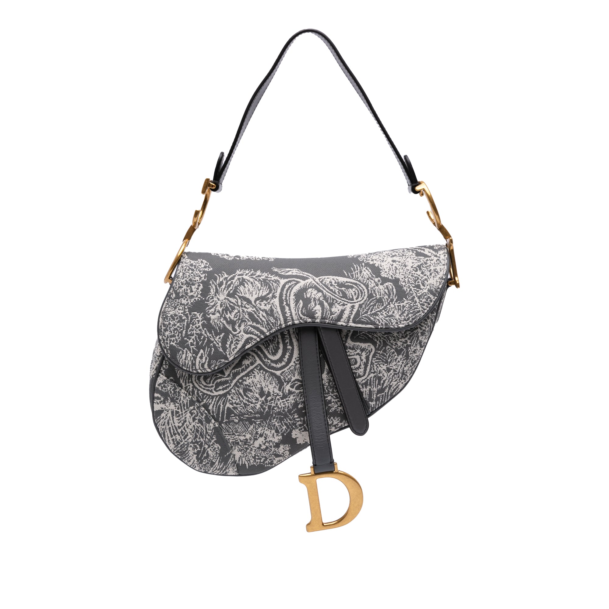 Dior Canvas Reverse Embroidered Toile De Jouy Saddle Bag - image 1