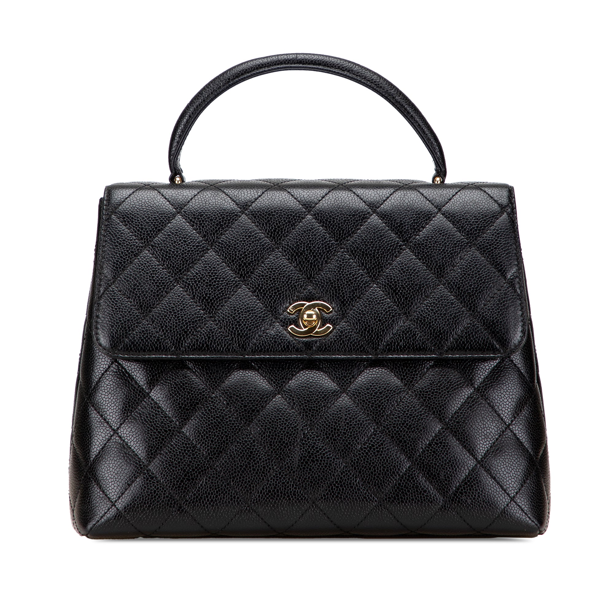 Chanel CC Quilted Caviar Kelly Top Handle Bag - image 1