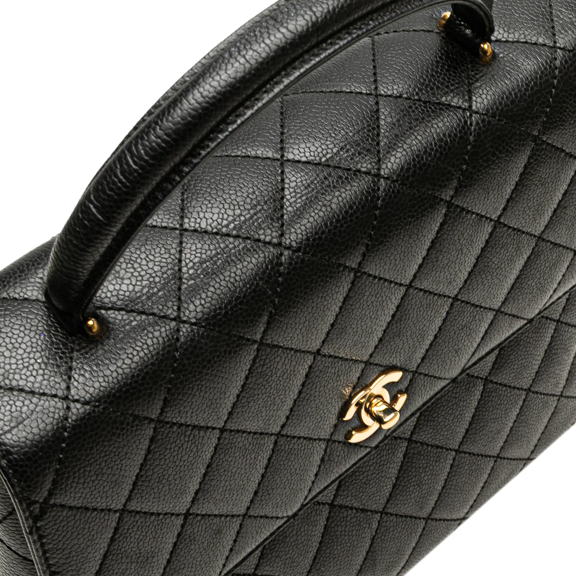 Chanel CC Quilted Caviar Kelly Top Handle Bag - image 10