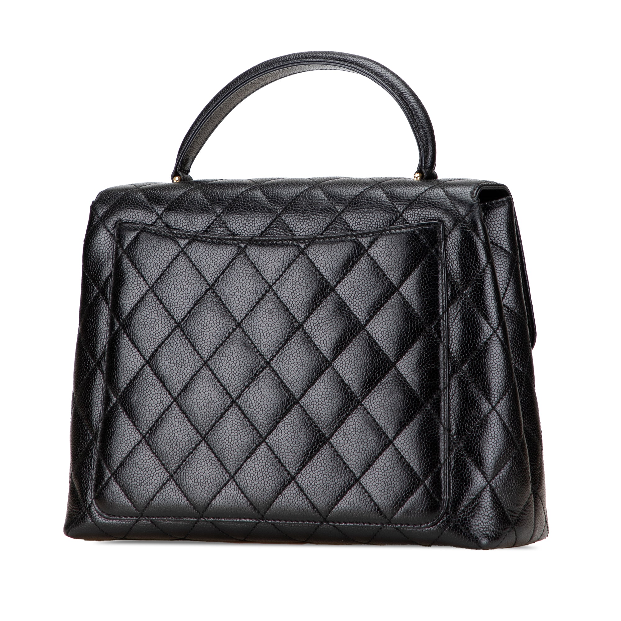 Chanel CC Quilted Caviar Kelly Top Handle Bag - image 2