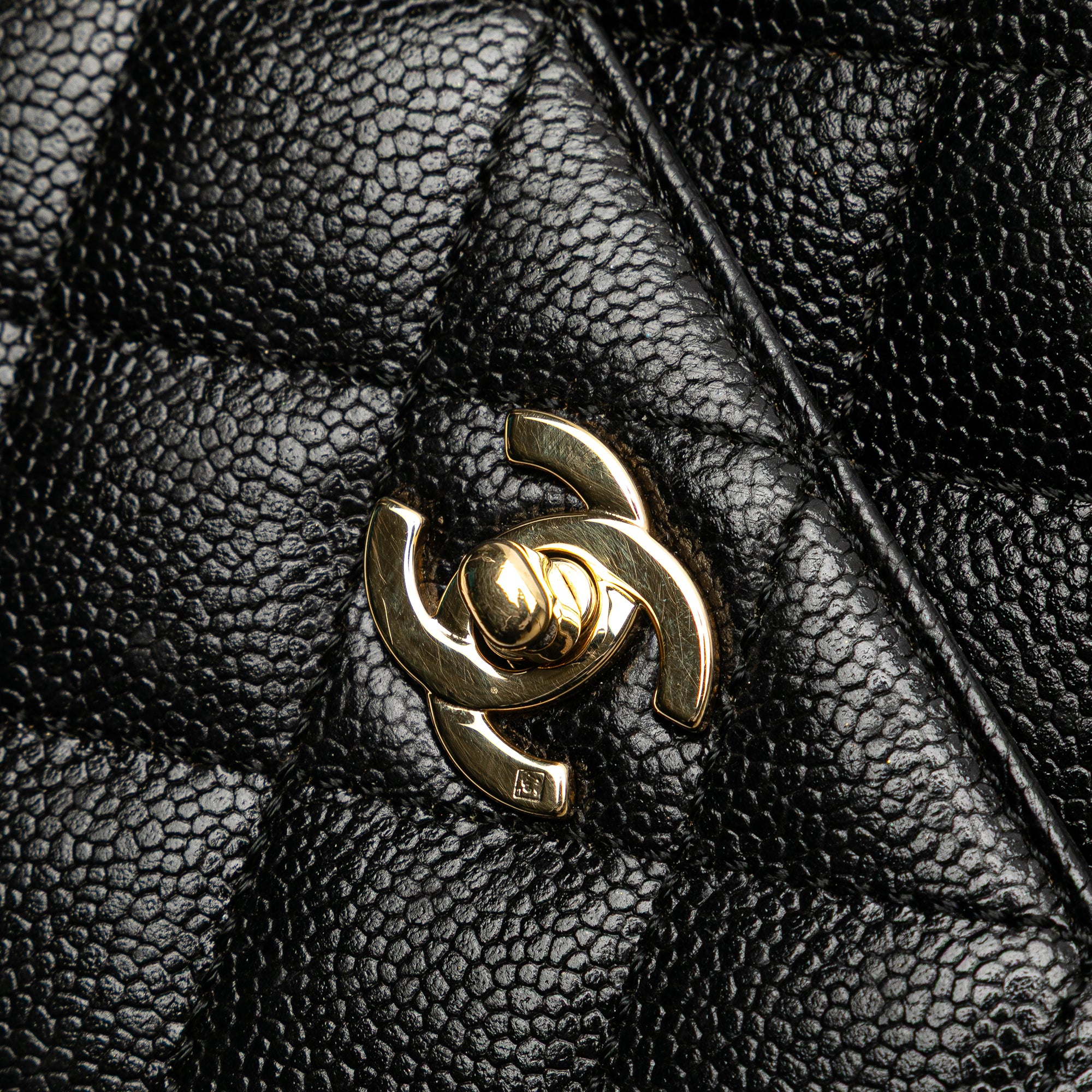 Chanel CC Quilted Caviar Kelly Top Handle Bag - image 9
