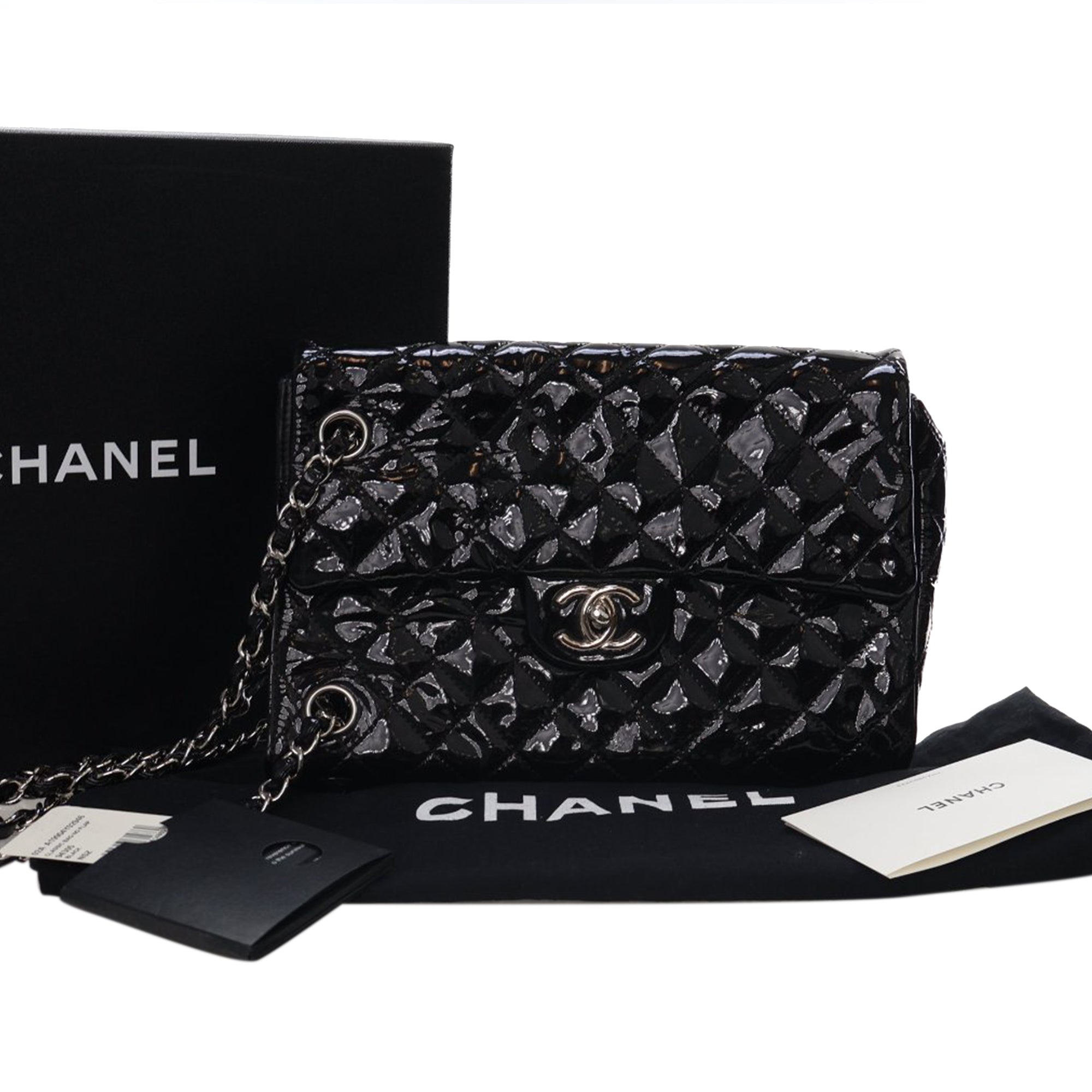 Chanel Medium Quilted Patent Upside Down Flap - image 12