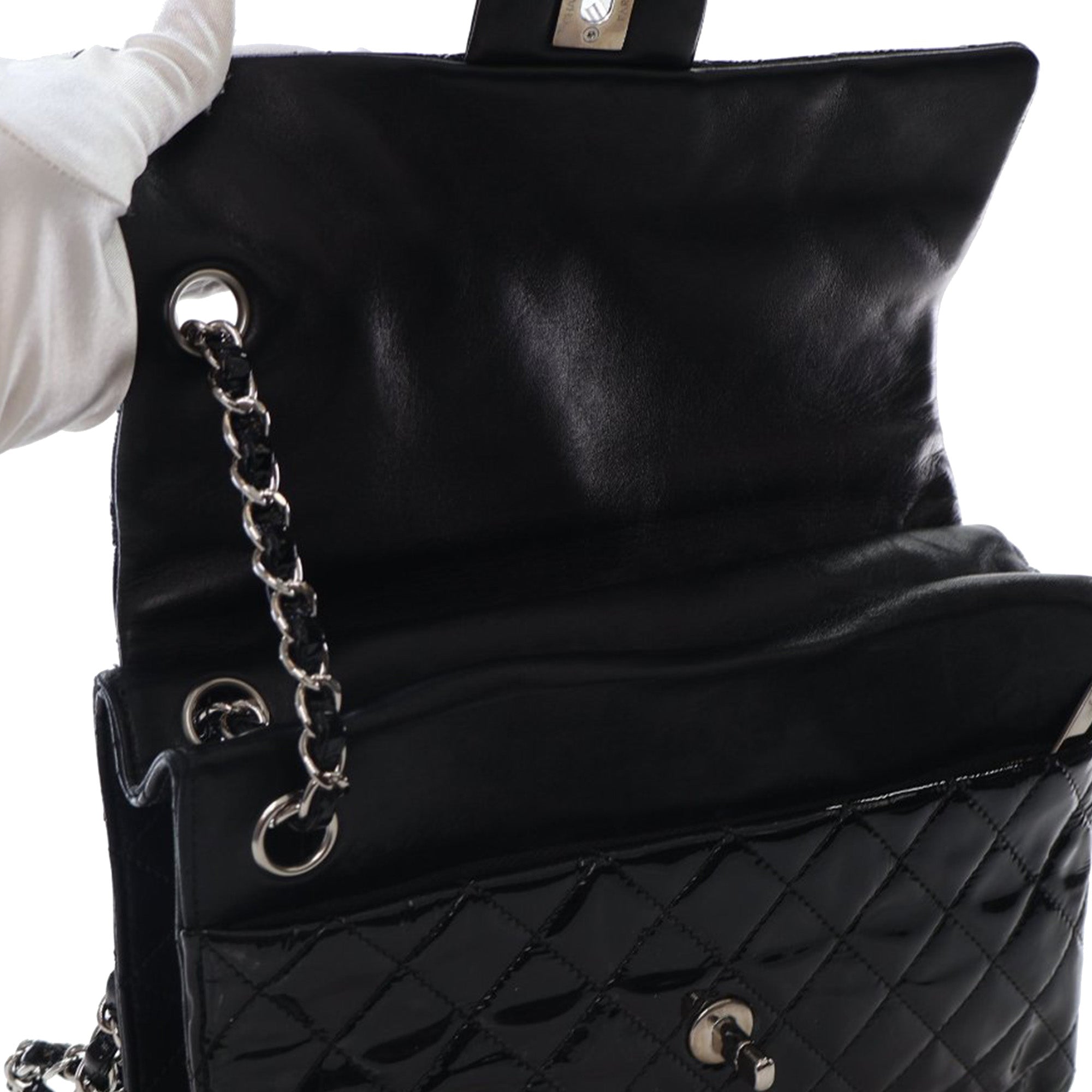 Chanel Medium Quilted Patent Upside Down Flap - image 6