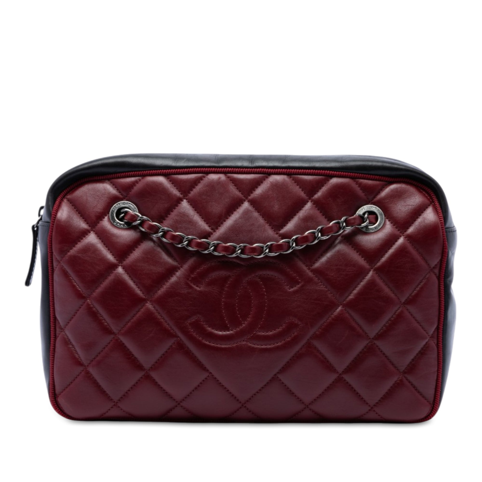 Chanel Large Bicolor CC Diamond Quilted Calfskin Ballerine Camera Bag - image 1