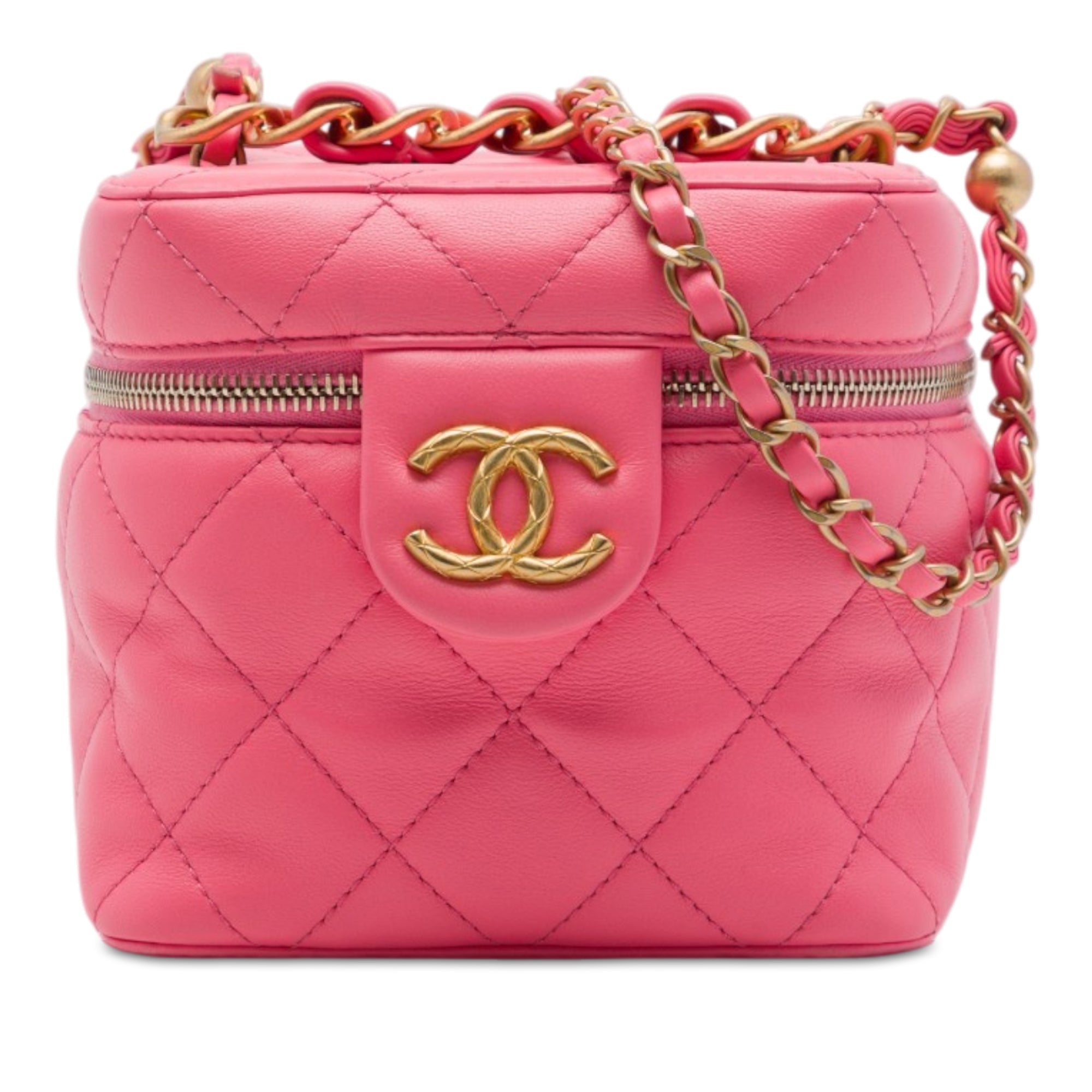 Chanel Small CC Quilted Lambskin Vanity Case With Chain - image 1