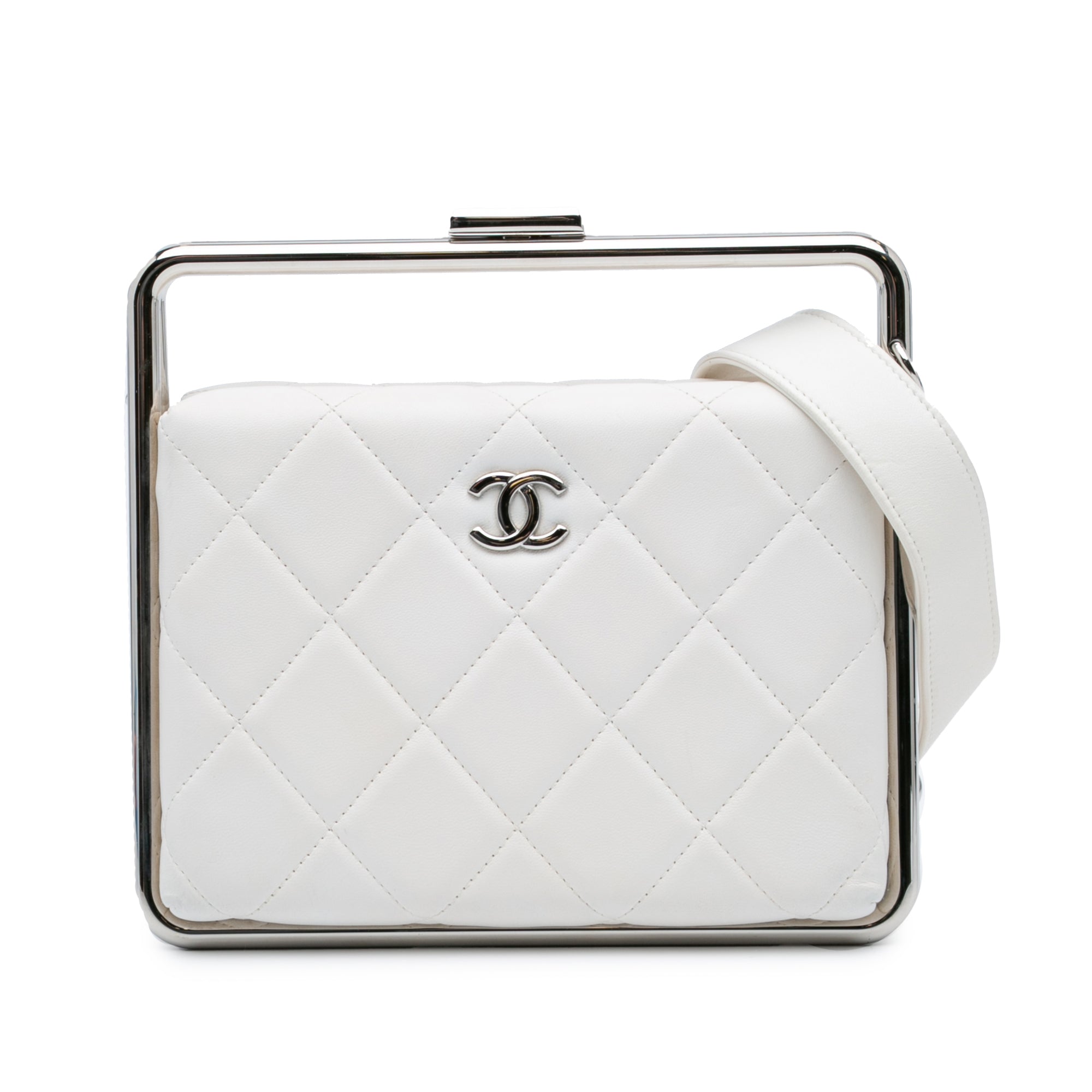 Chanel Quilted Lambskin Metal Bar Convertible Clutch - image 1