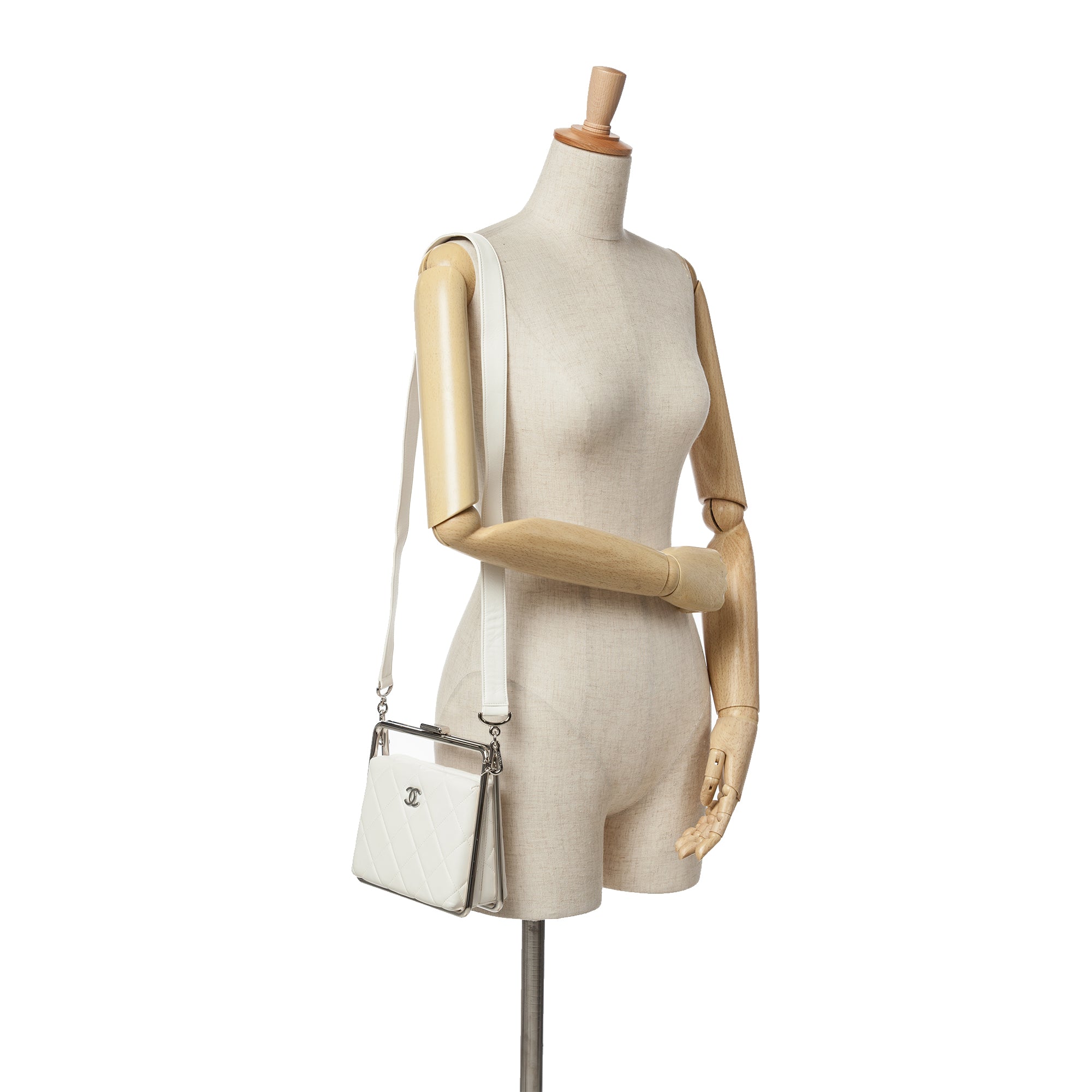 Chanel Quilted Lambskin Metal Bar Convertible Clutch - image 10
