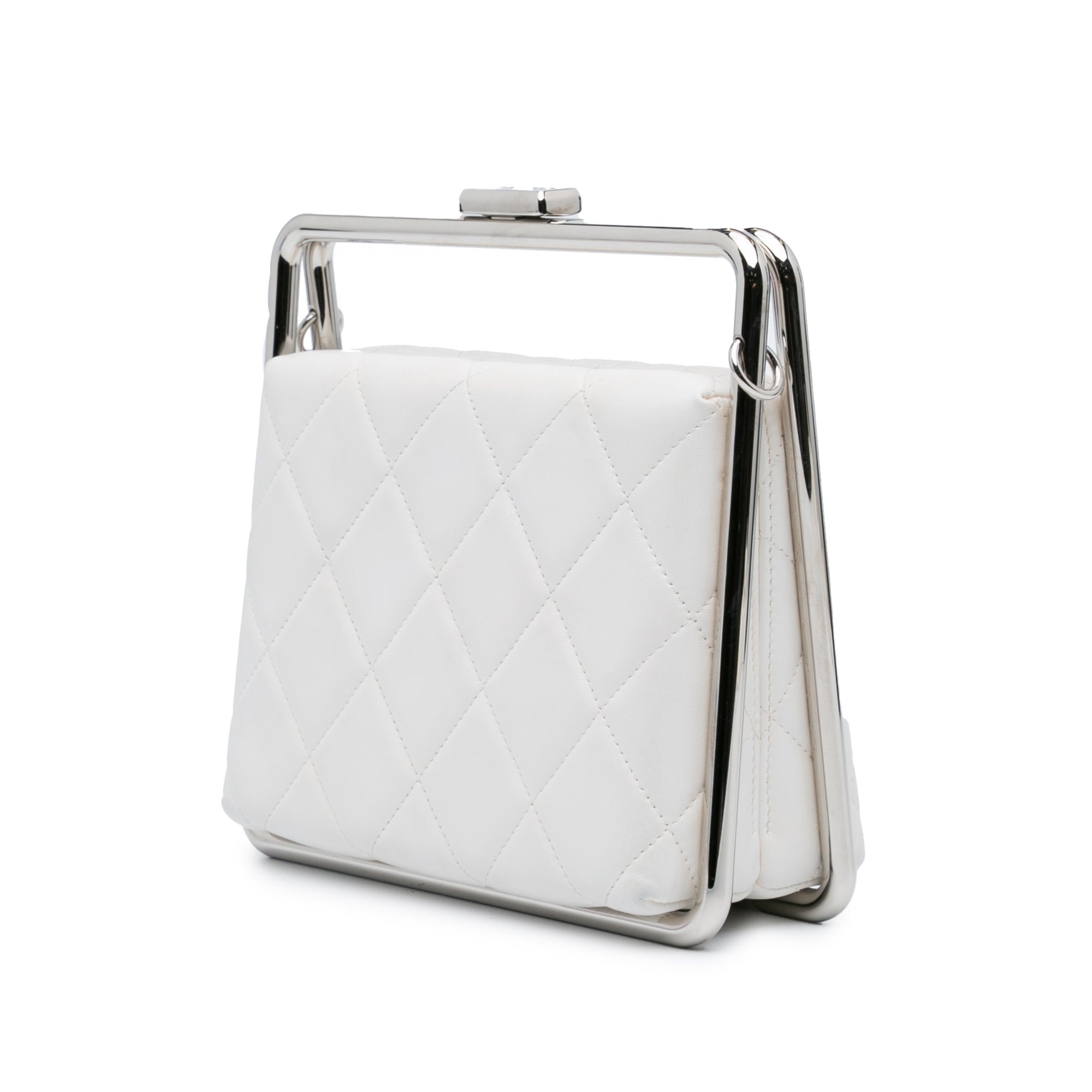 Chanel Quilted Lambskin Metal Bar Convertible Clutch - image 2