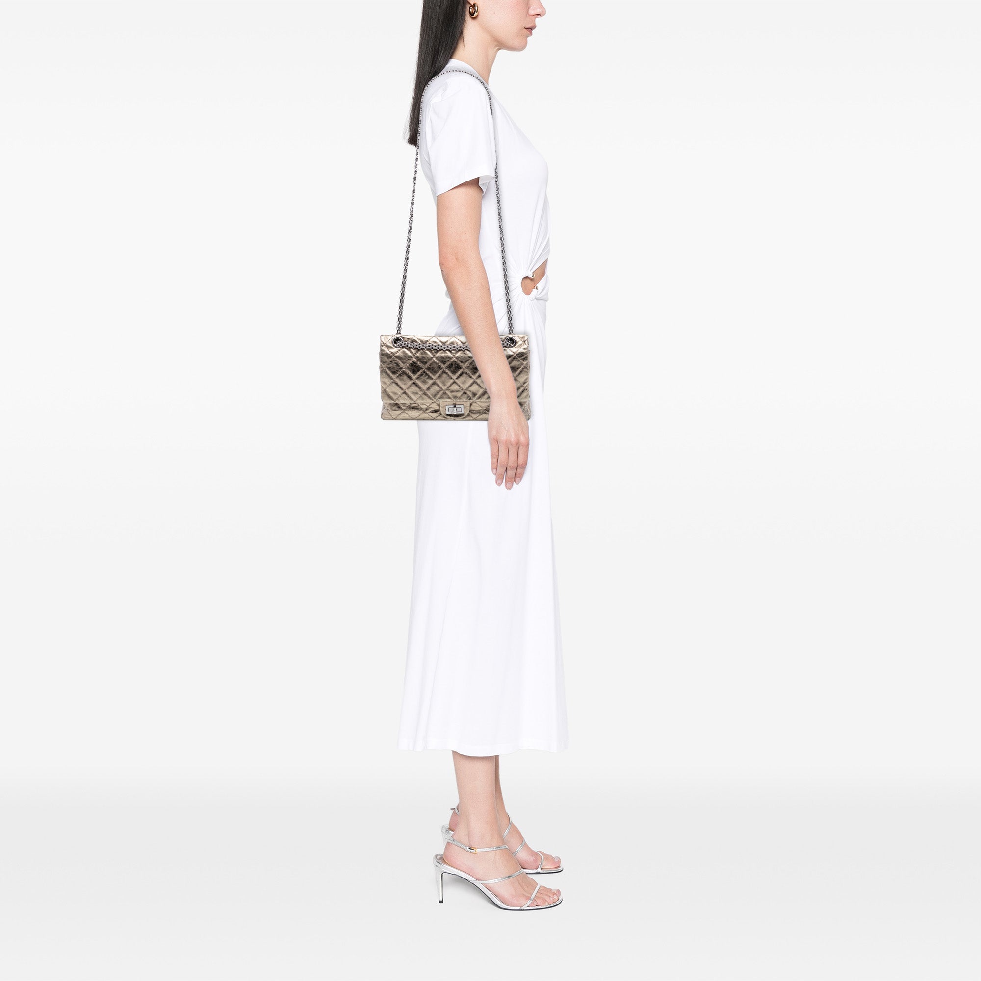 Chanel Quilted Metallic Aged Calfskin Reissue 2.55 Double Flap 226 - image 6