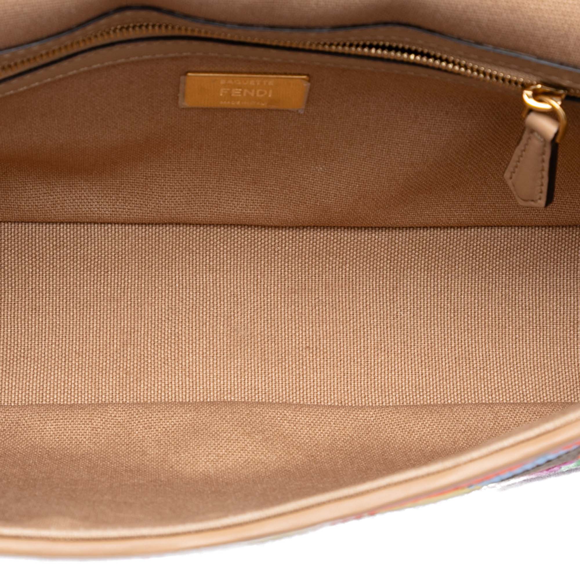 Fendi Zucca Embroidered Canvas Baguette Satchel - image 4