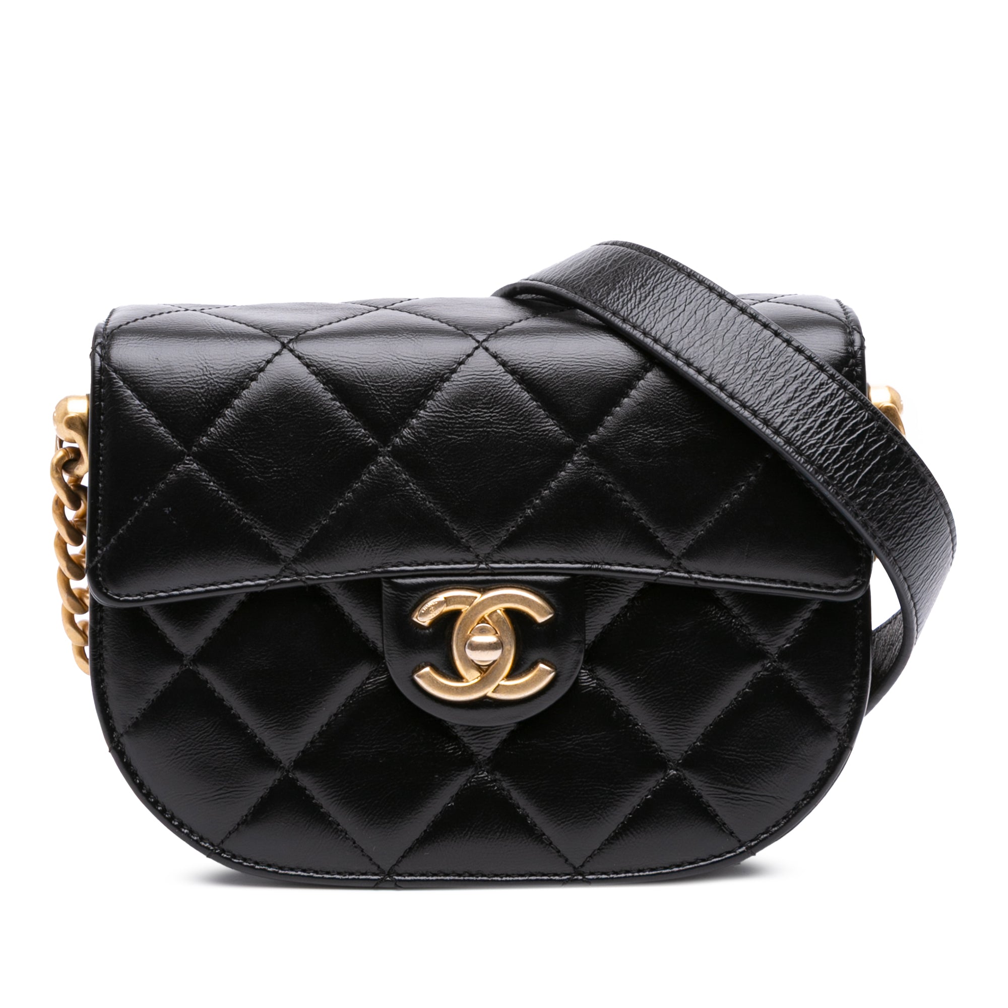 Chanel CC Quilted Calfskin Round Moon Messenger Flap - image 1