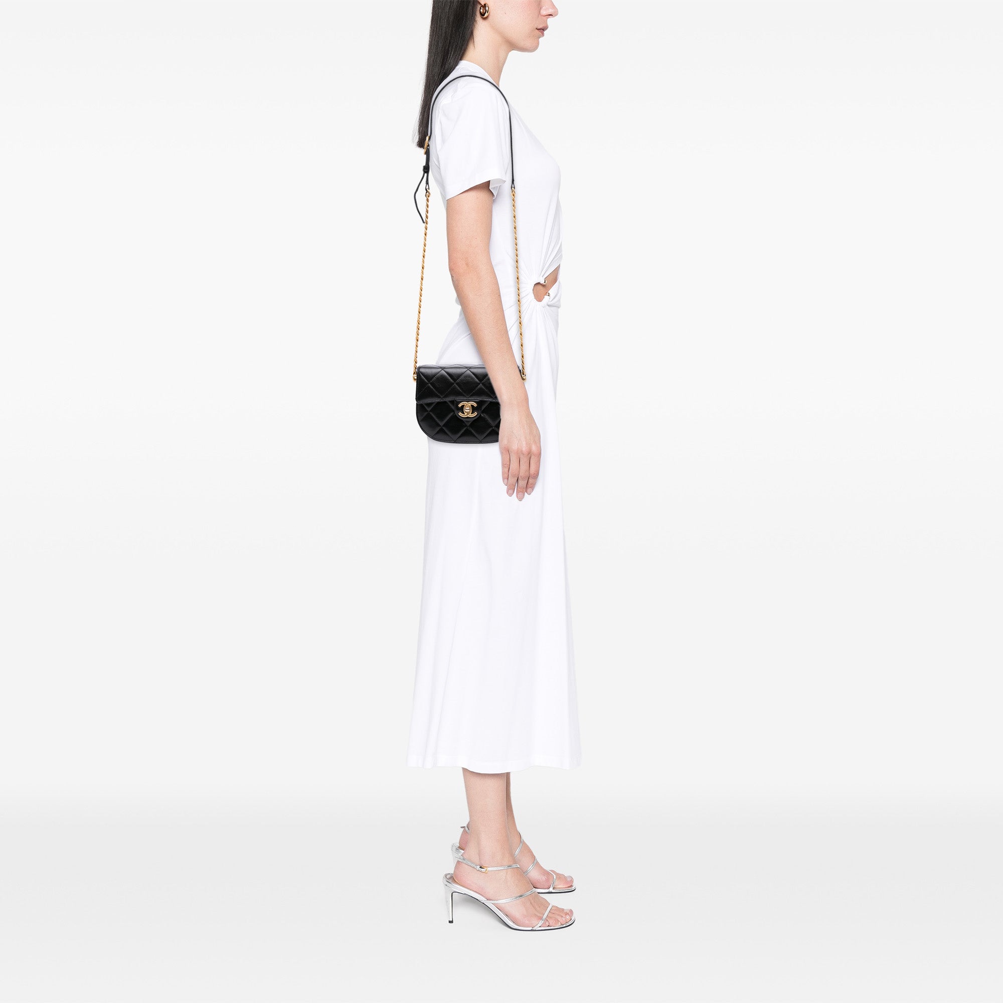 Chanel CC Quilted Calfskin Round Moon Messenger Flap - image 8