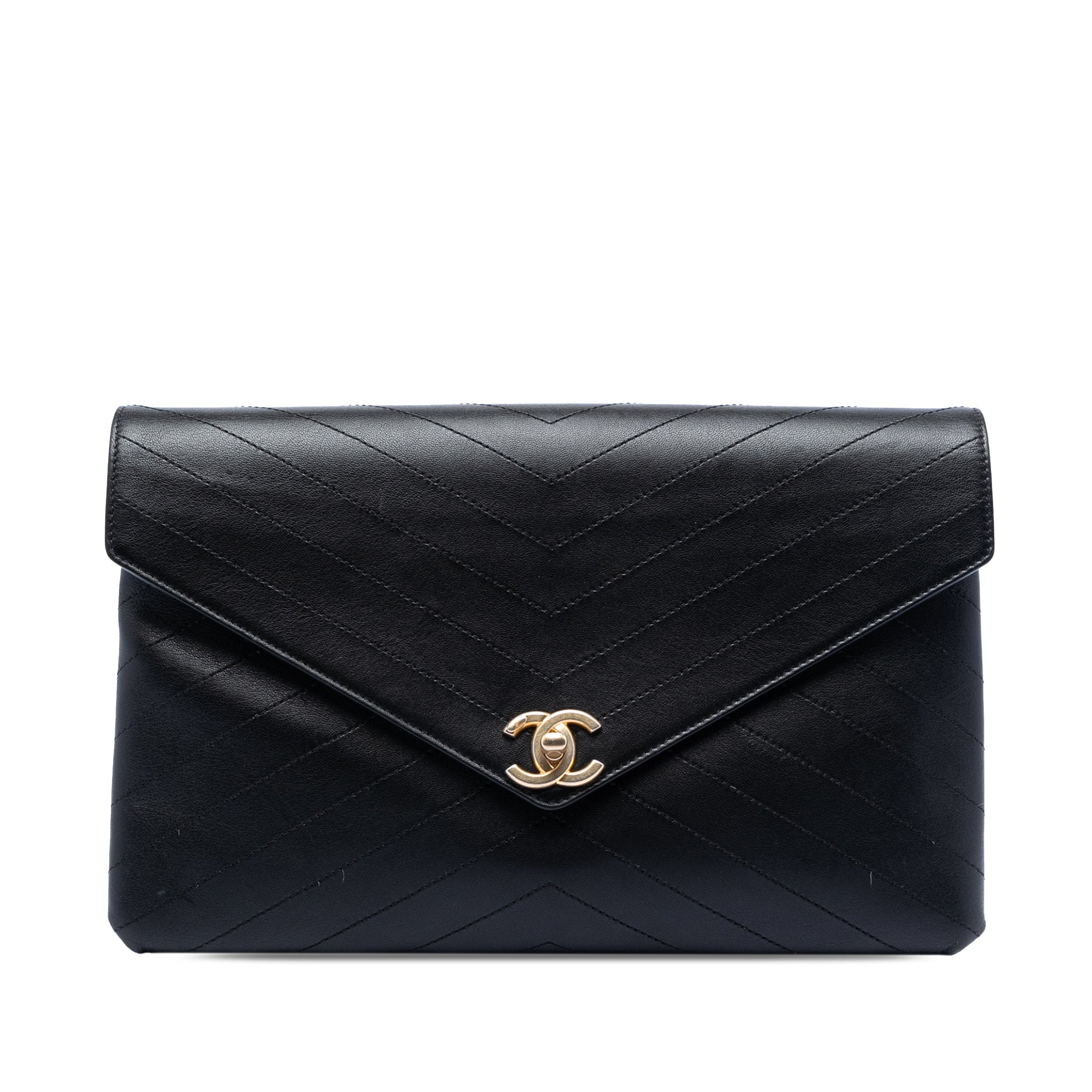 Chanel CC Chevron Calfskin Envelope Clutch - image 1