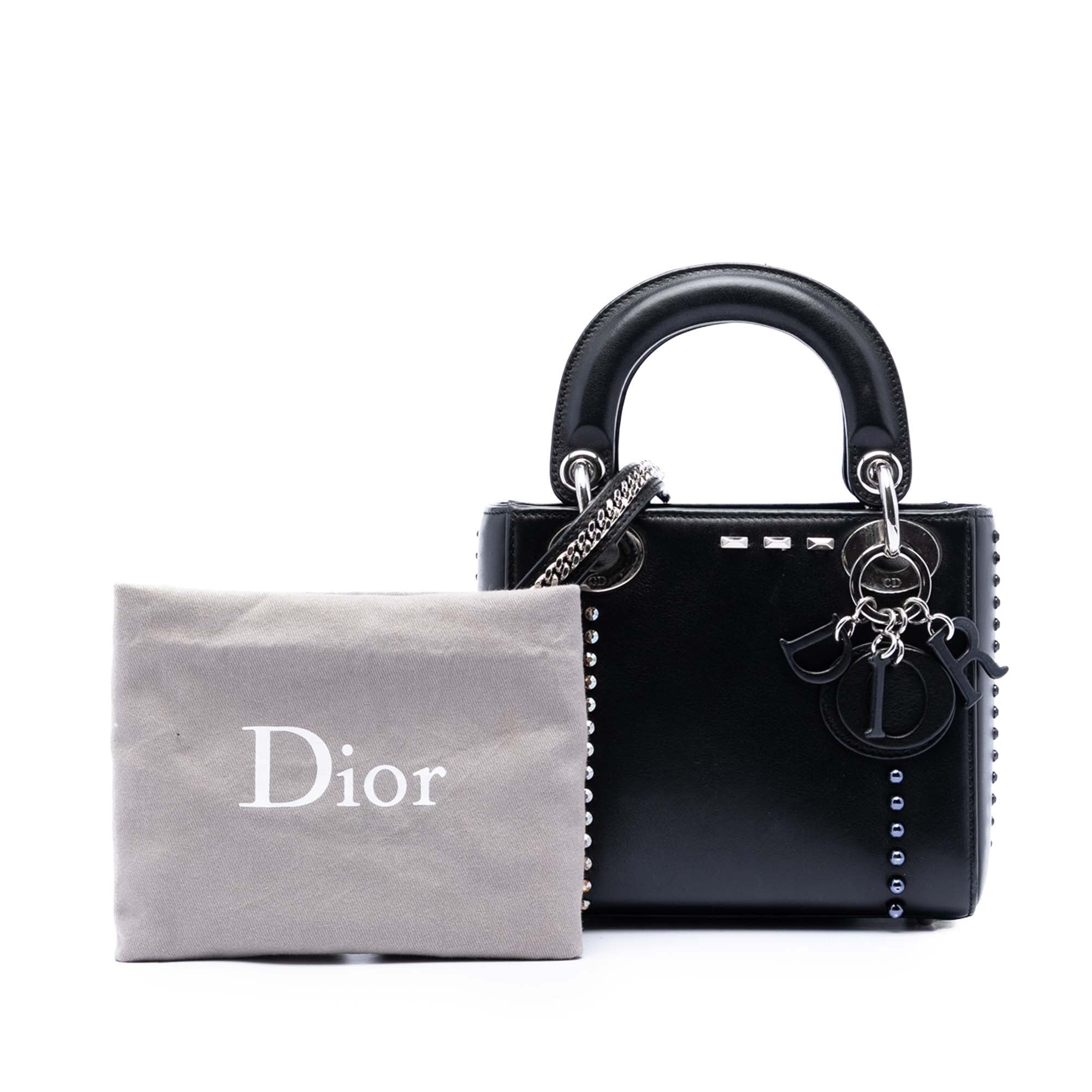 Dior Mini Lambskin Studded Crystal Pearl Lady Dior - image 7