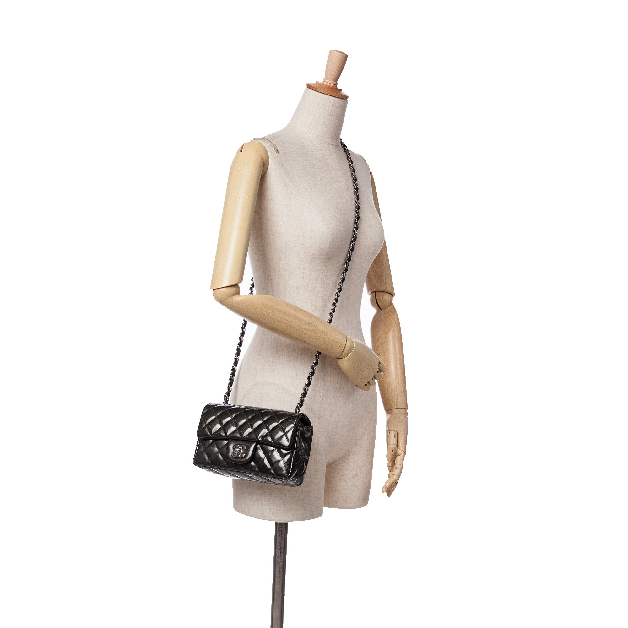 Chanel Mini Rectangular Classic Striped Patent Single Flap - image 9