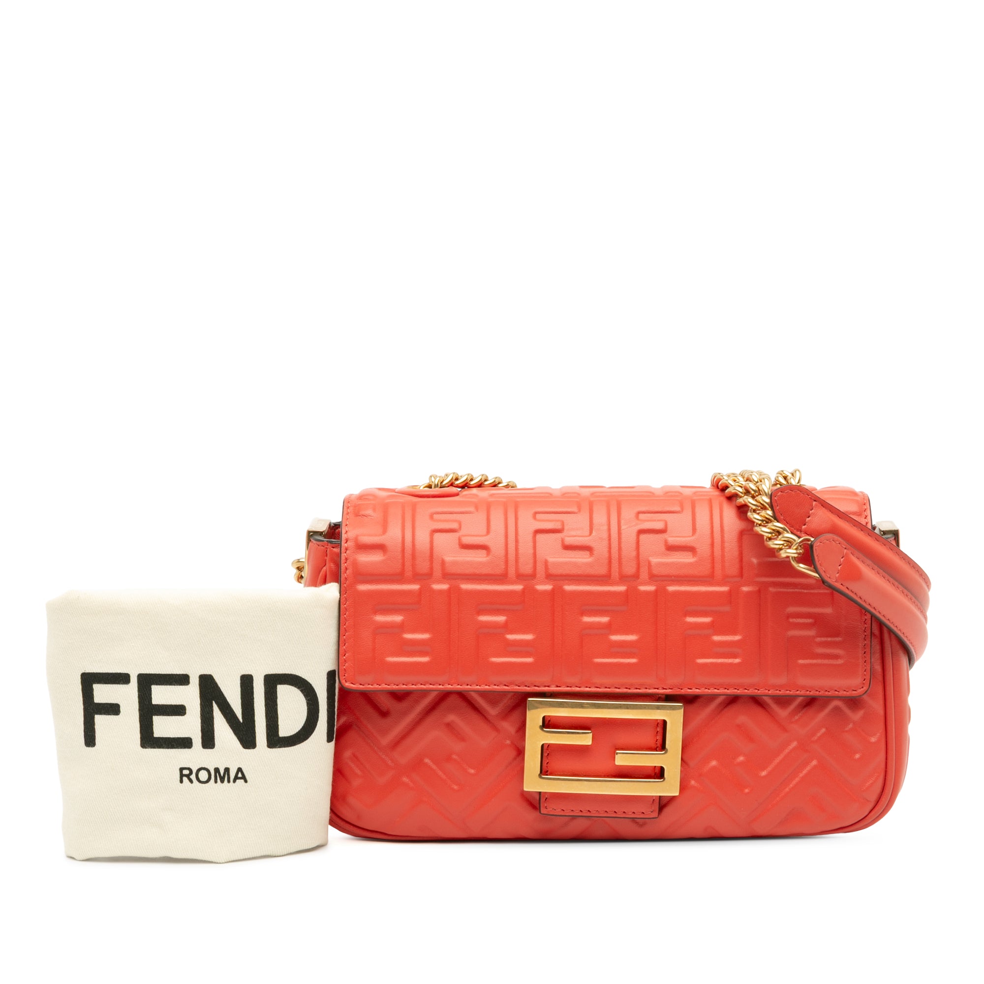 Fendi Zucca Embossed Leather Chain Midi Baguette - image 9