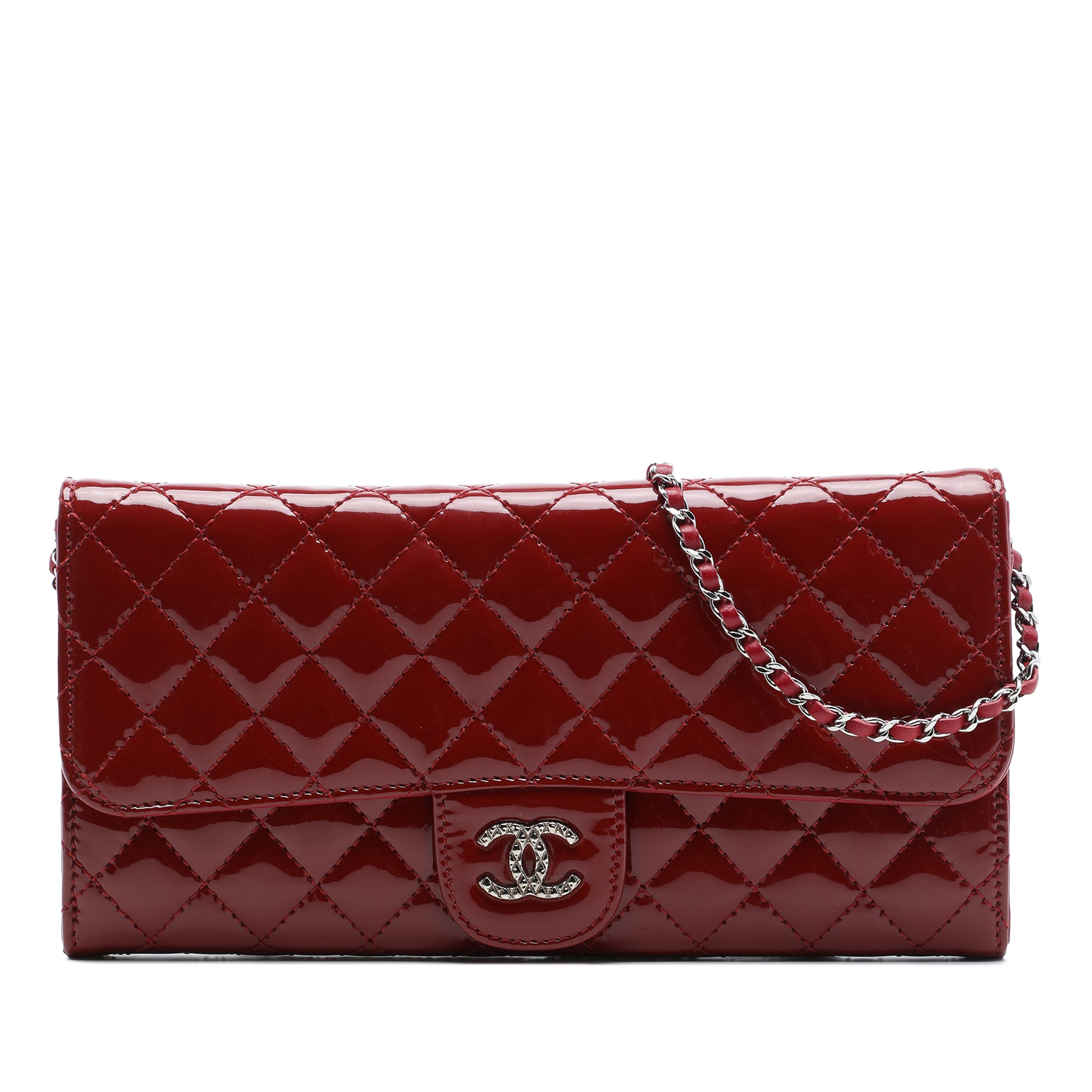 Chanel Quilted Patent Brilliant East West Flap Clutch with Chain - image 1