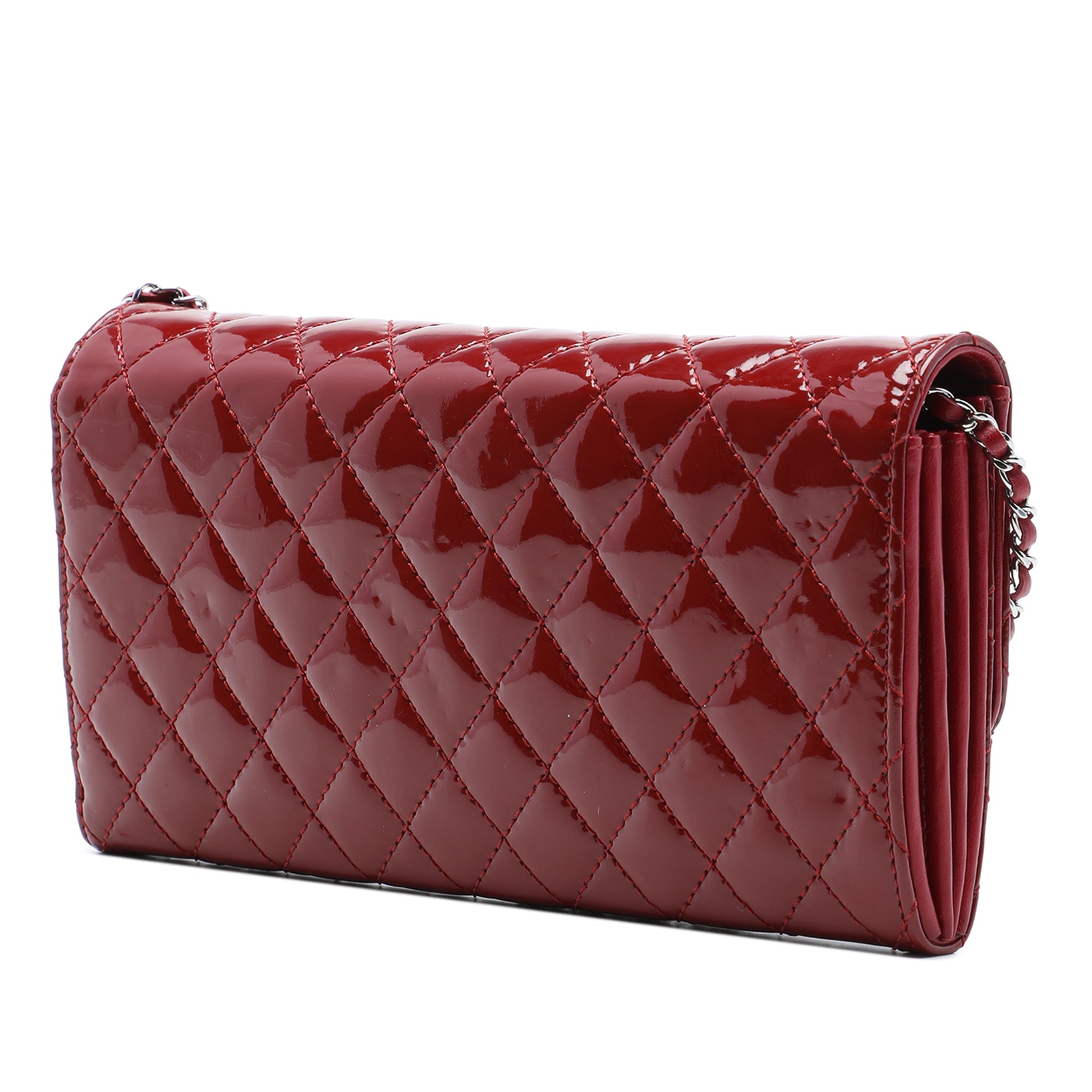 Chanel Quilted Patent Brilliant East West Flap Clutch with Chain - image 2